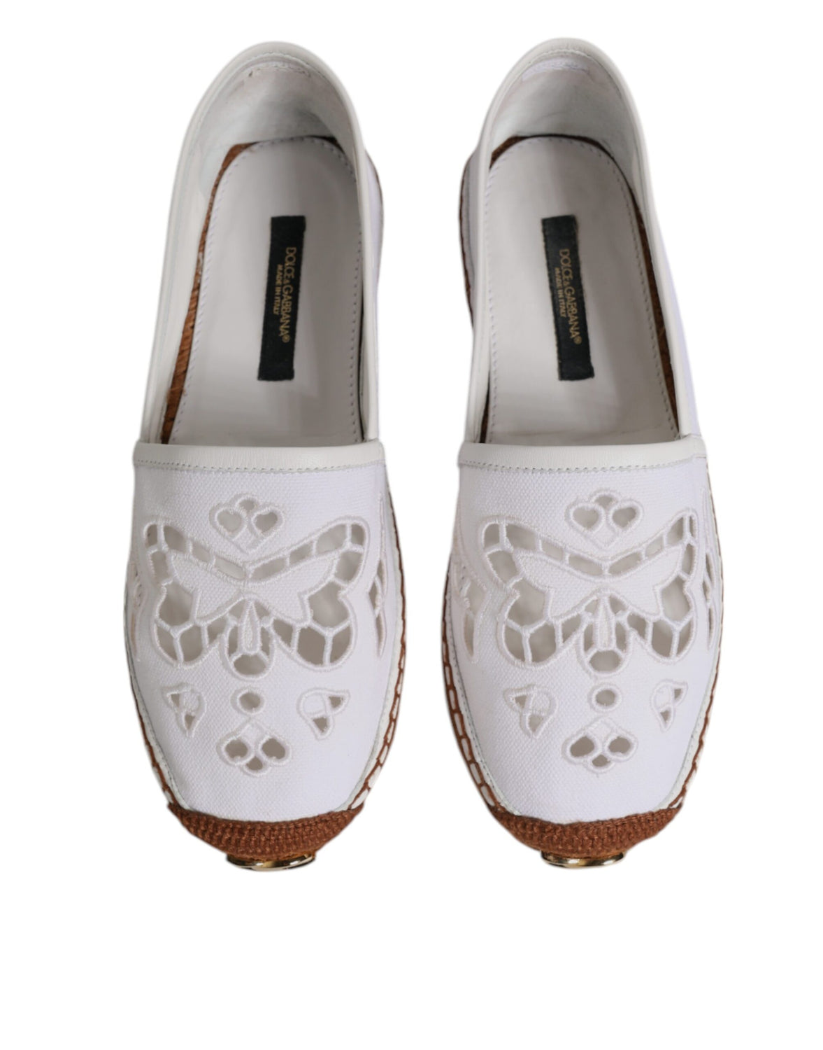 White Logo Eyelet Slip On Espadrilles Shoes