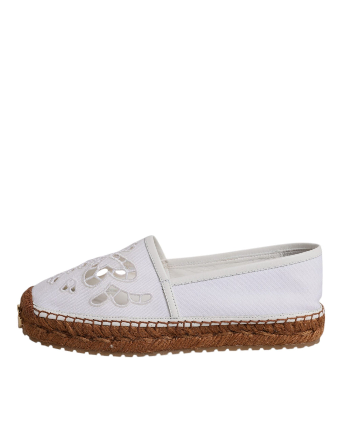 White Logo Eyelet Slip On Espadrilles Shoes