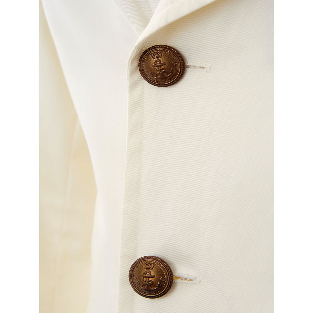 Elegant White Cotton Jacket for Men