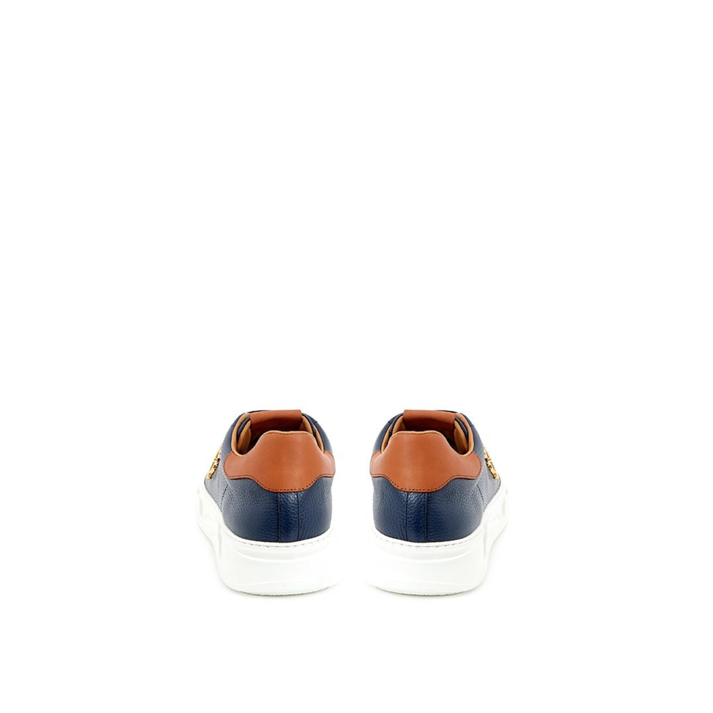 Blue Leather Low Top Sneakers