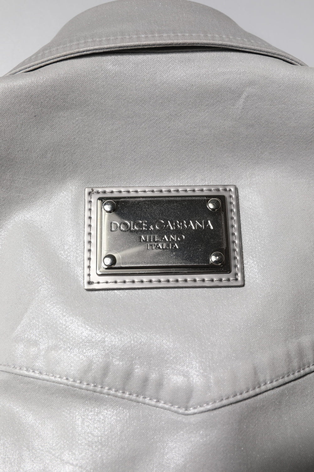 Metallic Gray Cotton Button Down Shirt