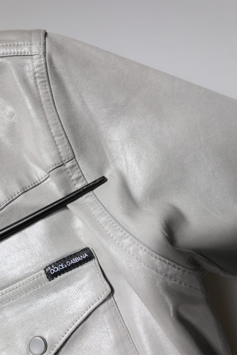 Metallic Gray Cotton Button Down Shirt
