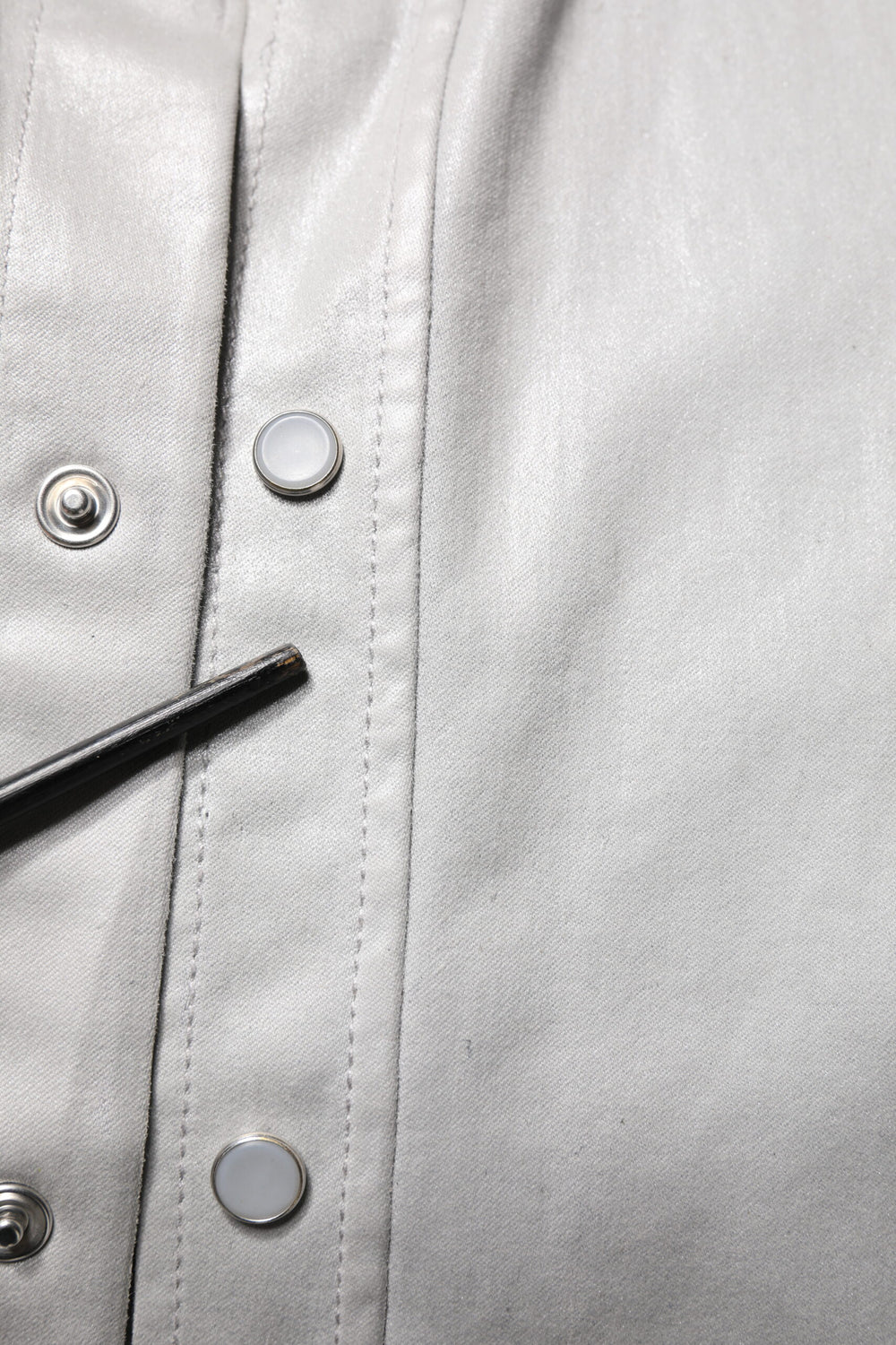 Metallic Gray Cotton Button Down Shirt