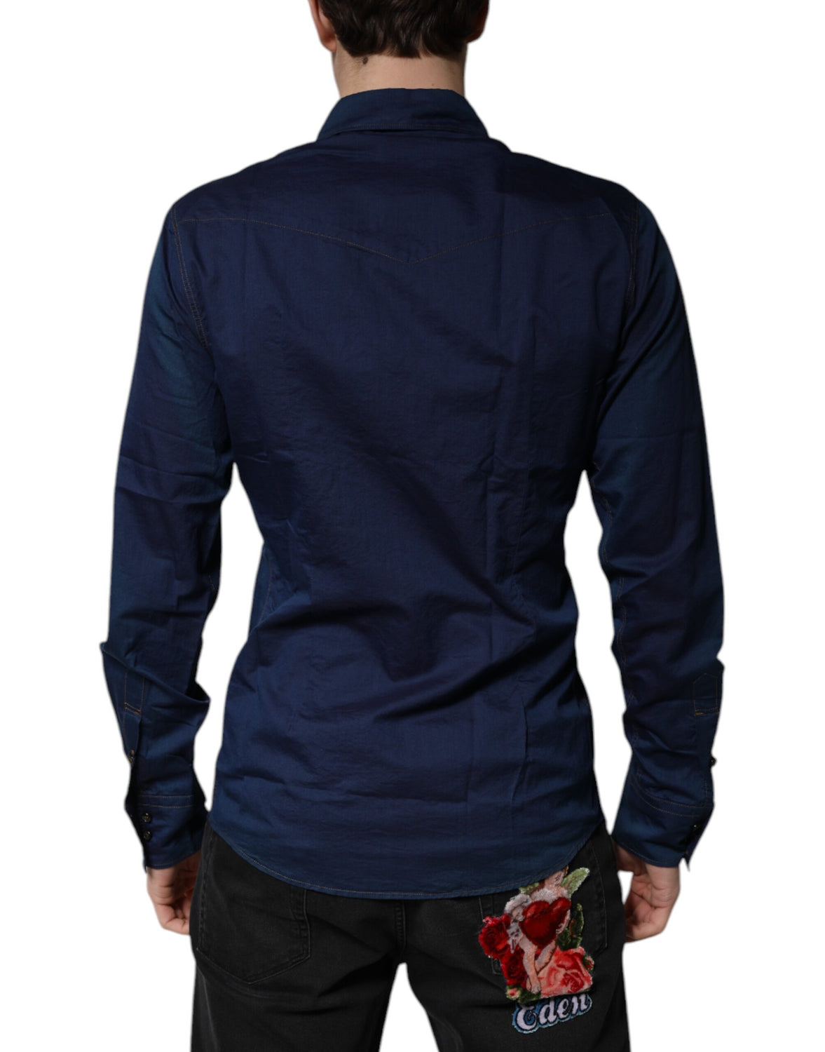 Dark Blue Cotton GOLD Dress Formal Shirt