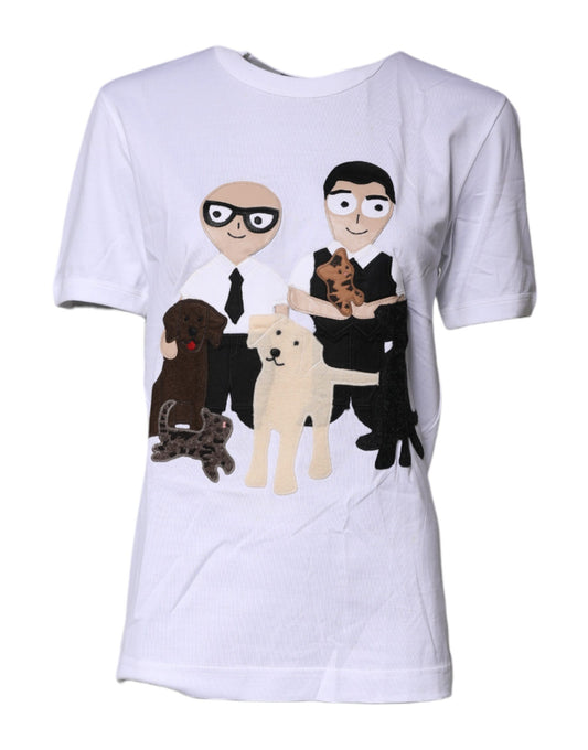 White #DGFamily Cotton Crew Neck T-shirt