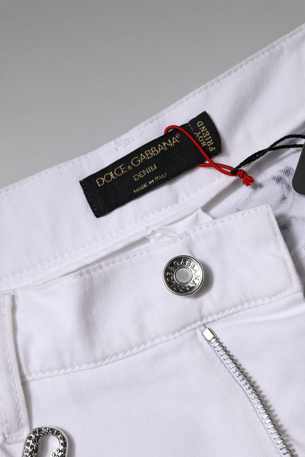 White Printed Embellished Skinny Denim Jeans