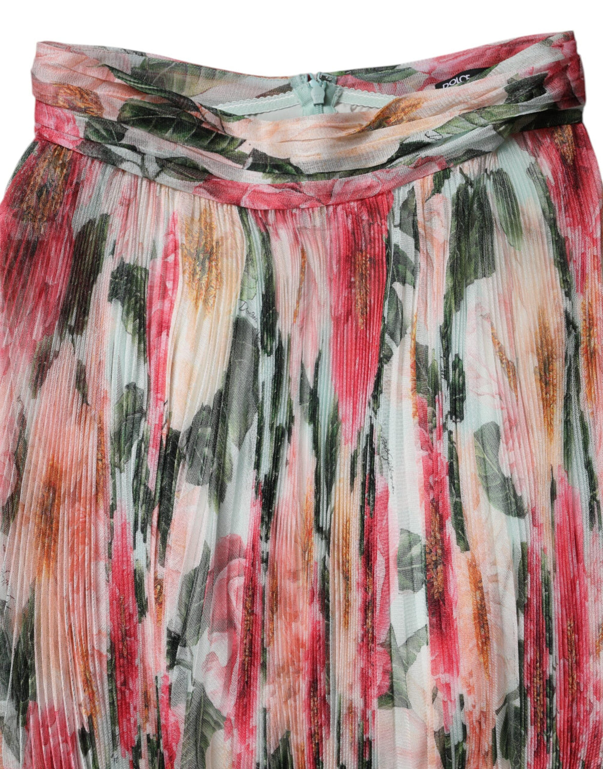Multicolor Silk Floral High Waist Midi Skirt