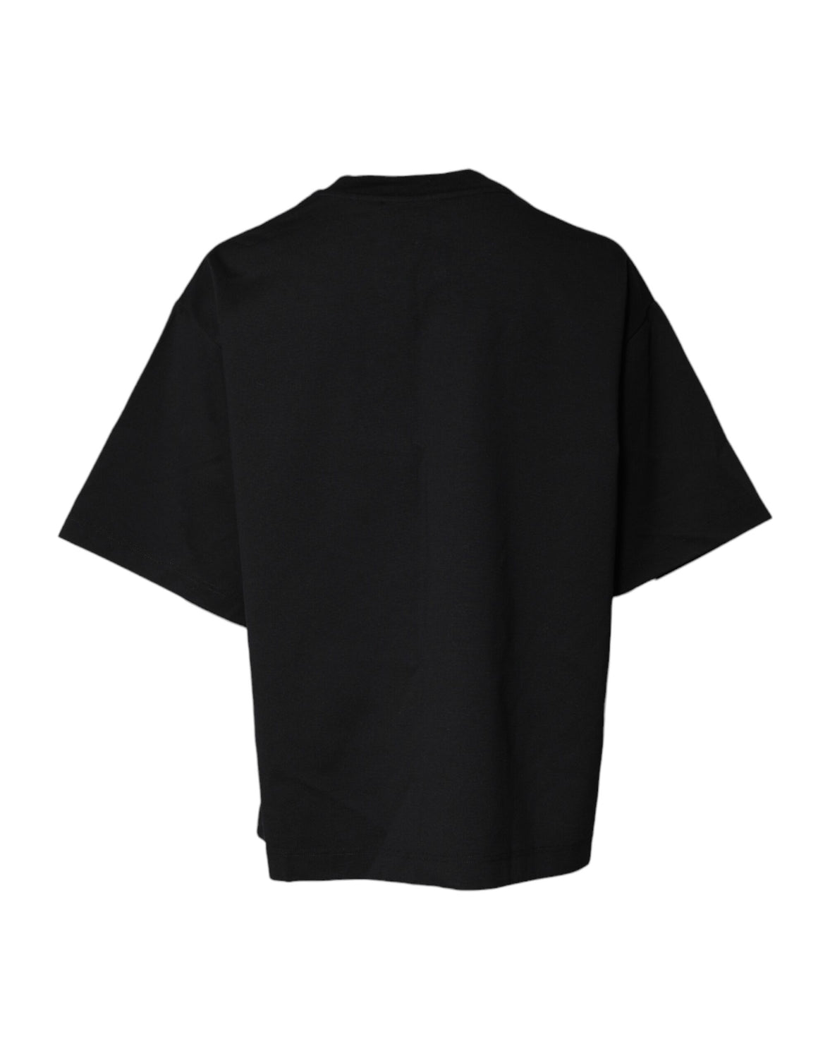 Black Printed Cotton Crew Neck Tee T-shirt