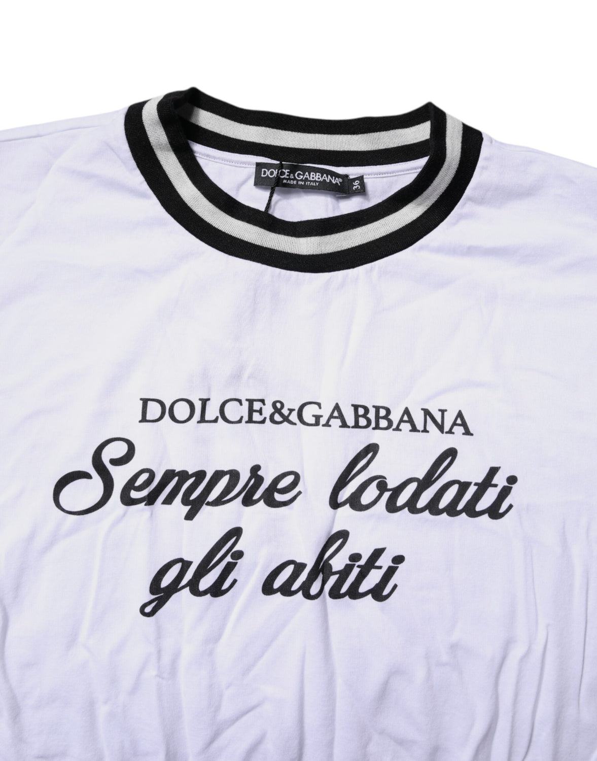 White Cotton DG Fashion Crew Neck T-shirt