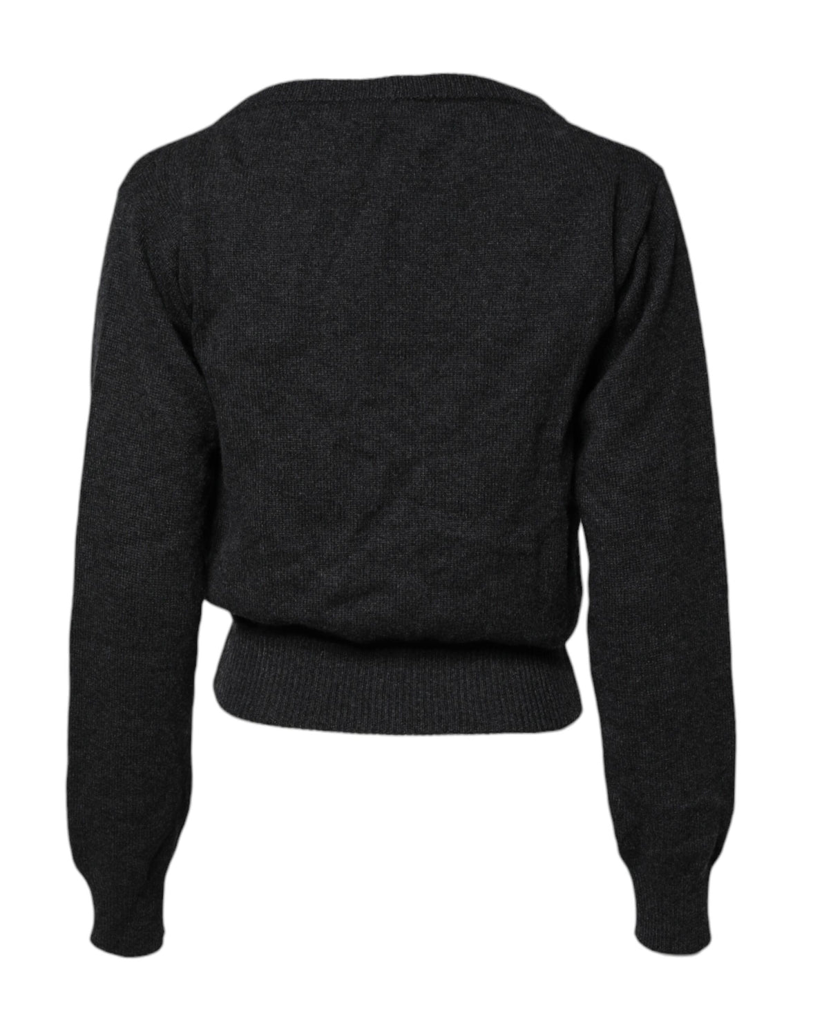 Grey Cashmere Deep V-neck Pullover Sweater