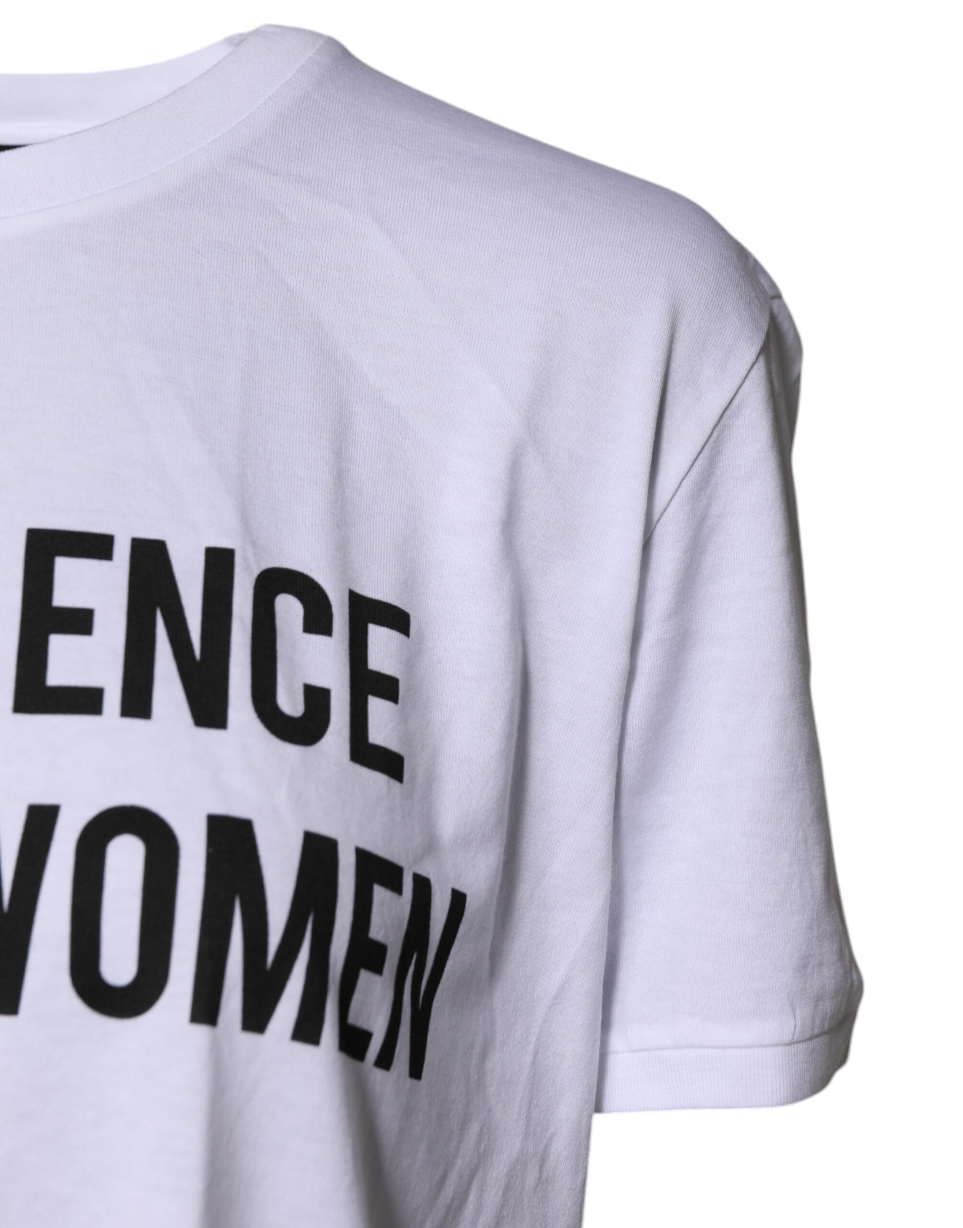 White Cotton Printed Round Neck Top T-shirt