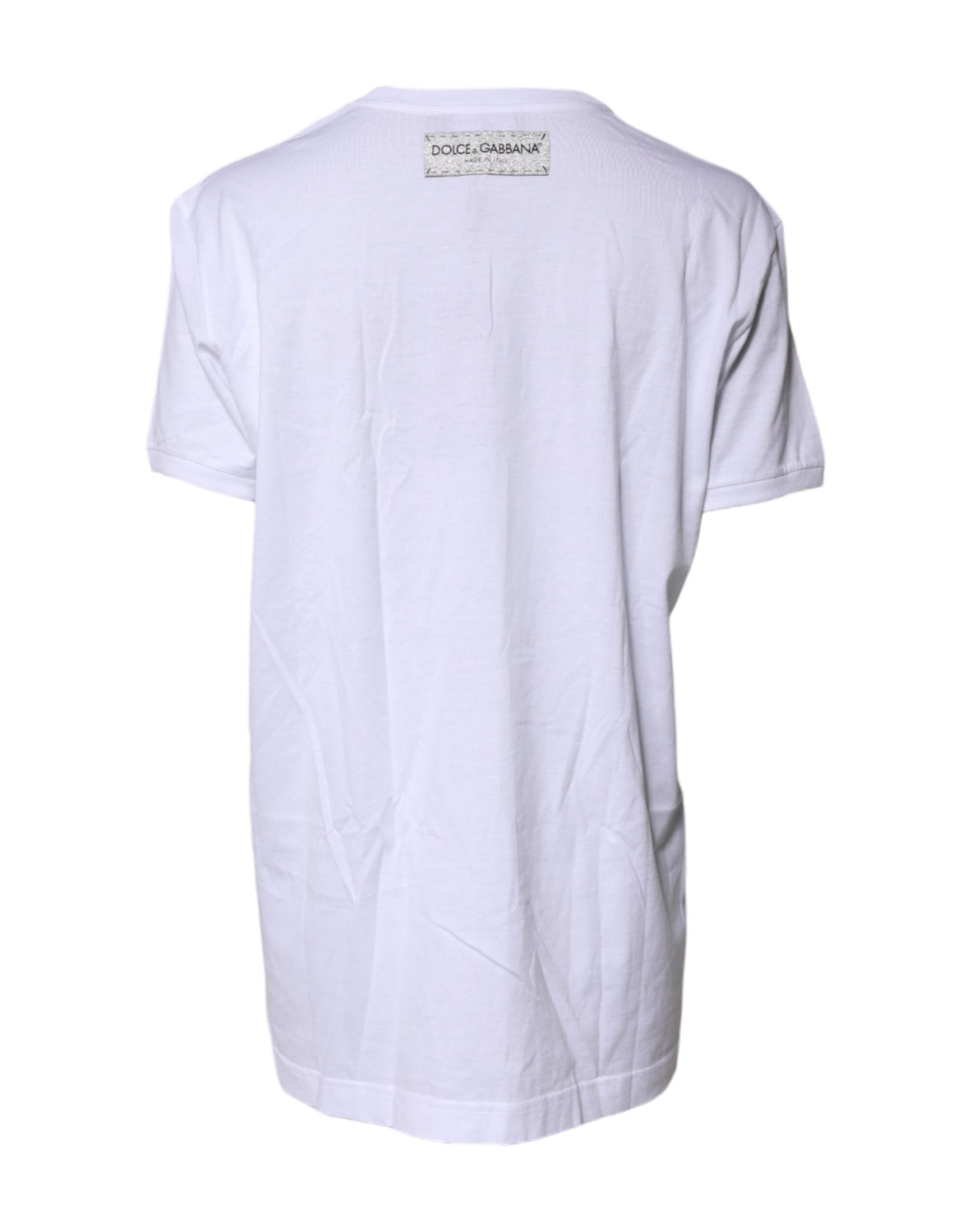 White Cotton Printed Round Neck Top T-shirt