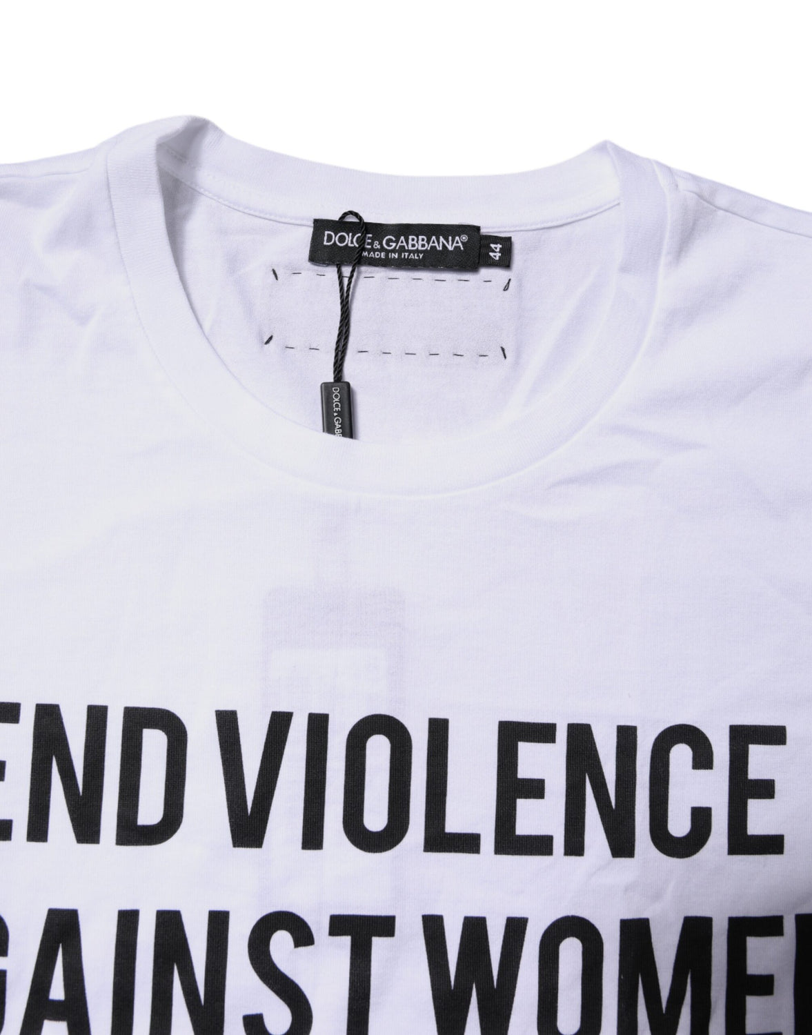 White Cotton Printed Round Neck Top T-shirt