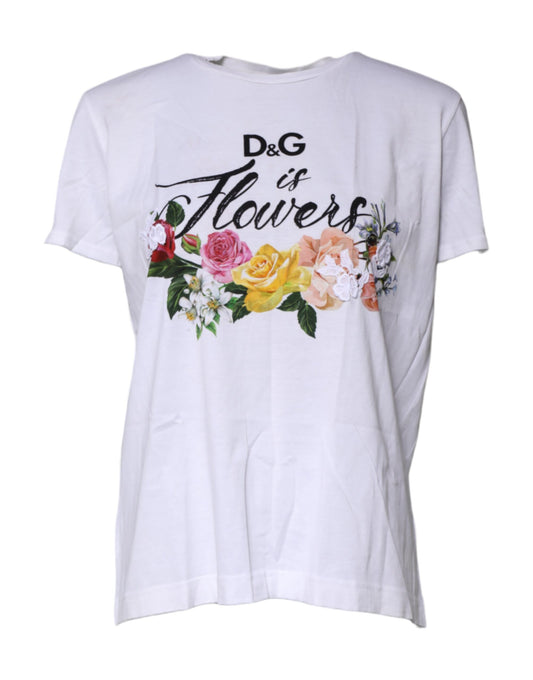 White Cotton DG Floral Embroidered Top T-shirt