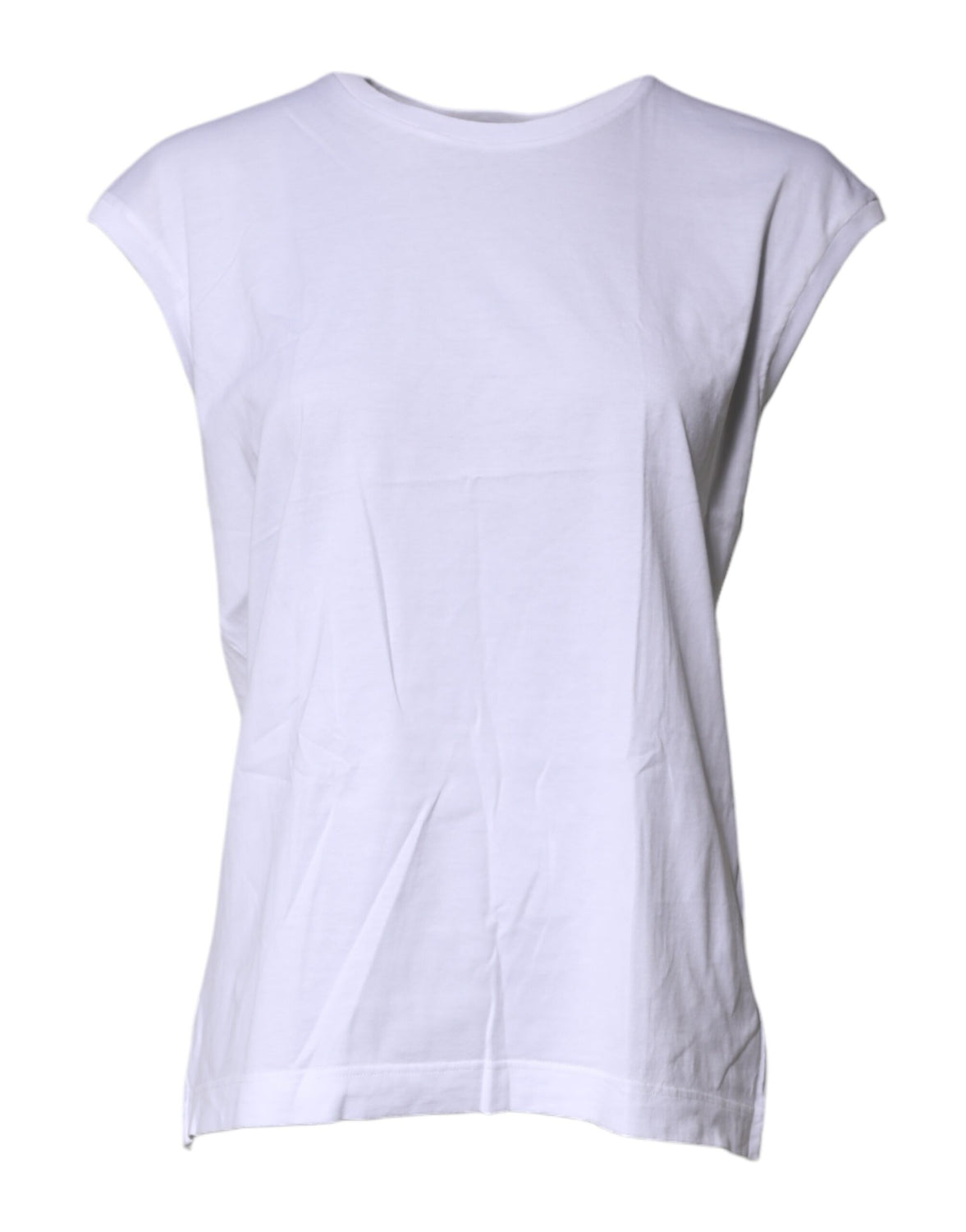 White Cotton Sleeveless Round Neck Tank Top