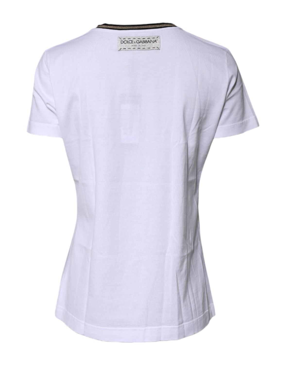 White Printed Round Neck Top Cotton T-shirt
