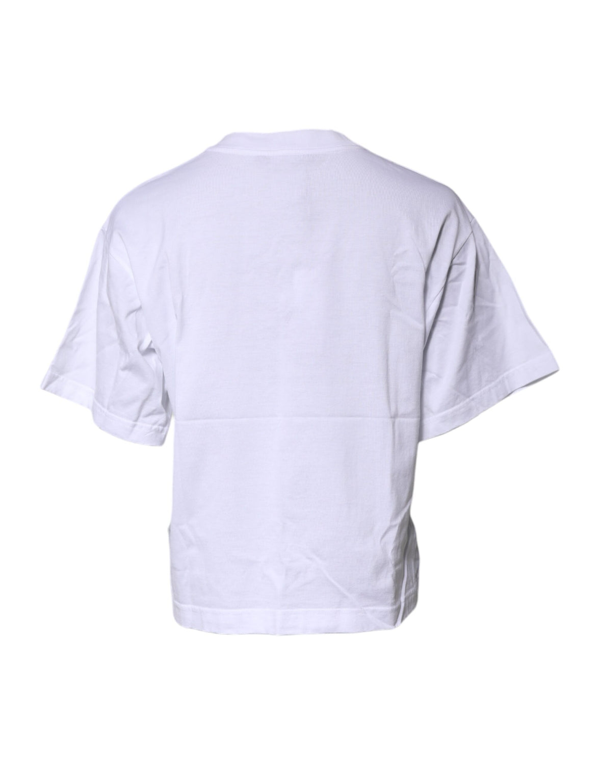 White Printed Round Neck Top Cotton T-shirt