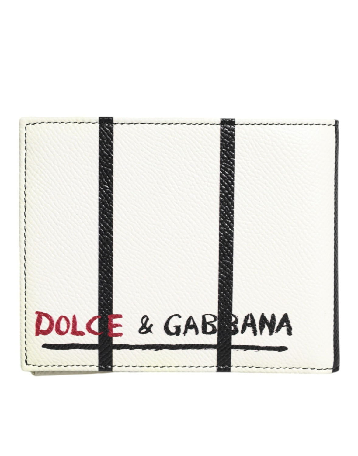 White Leather DG Crown Royals Bifold Card Holder Wallet