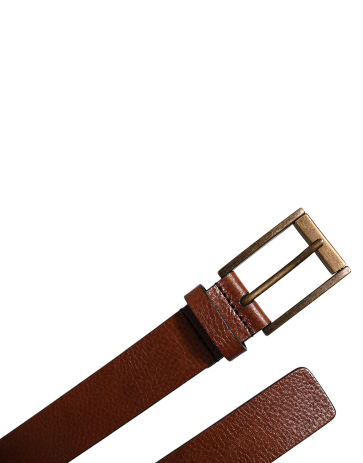 Brown Calf Leather Classic Metal Buckle Belt