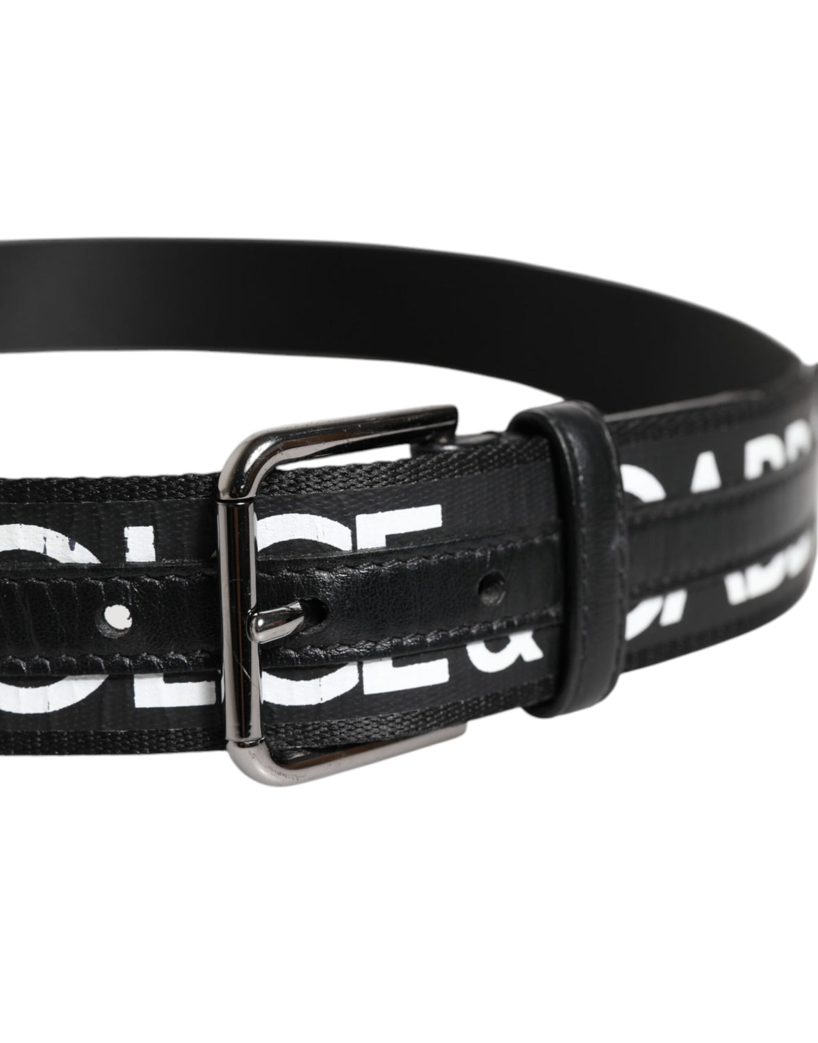 Black Leather Classic Metal Logo Buckle Belt