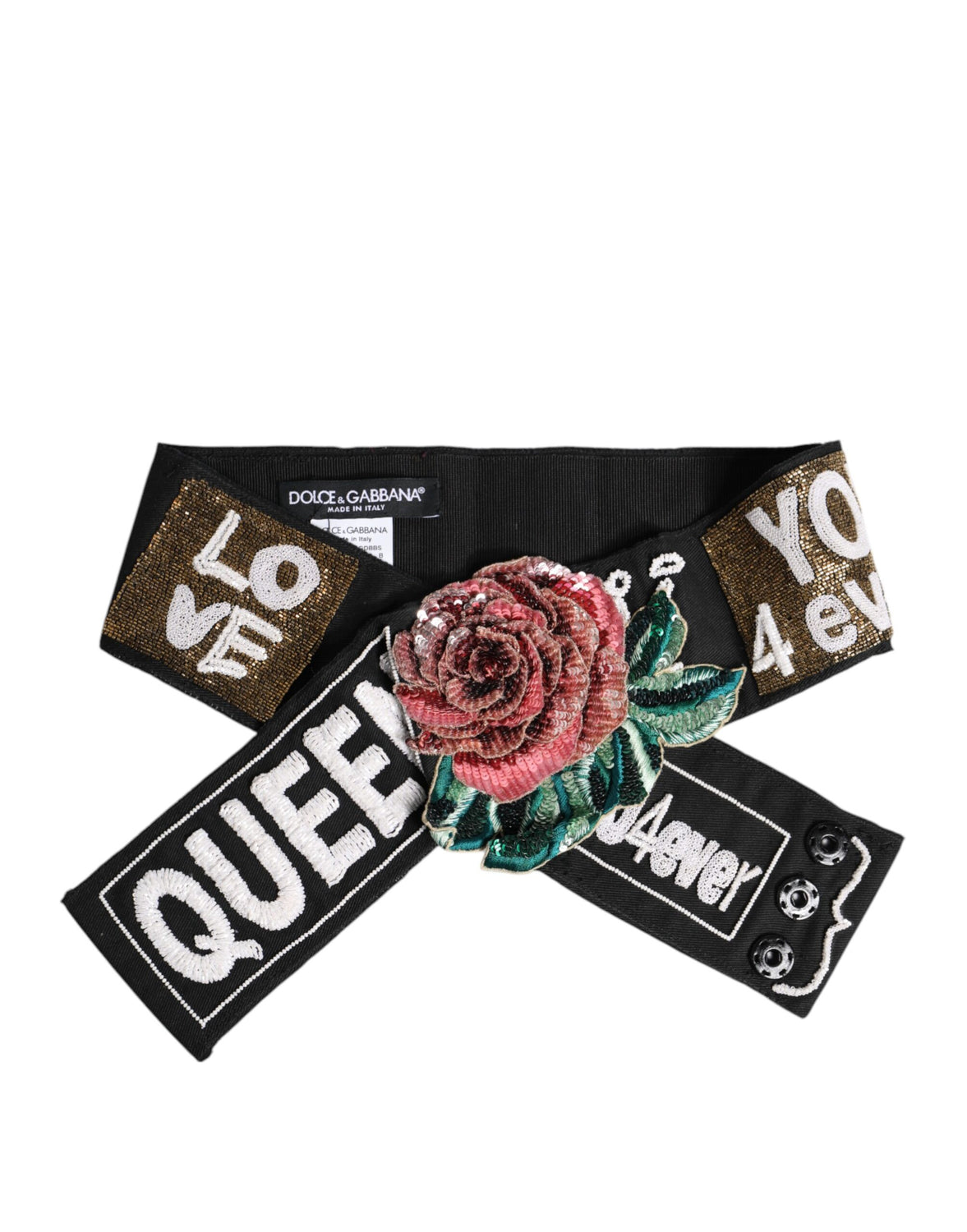 Black Stretch Multicolor Embellished Waist Belt