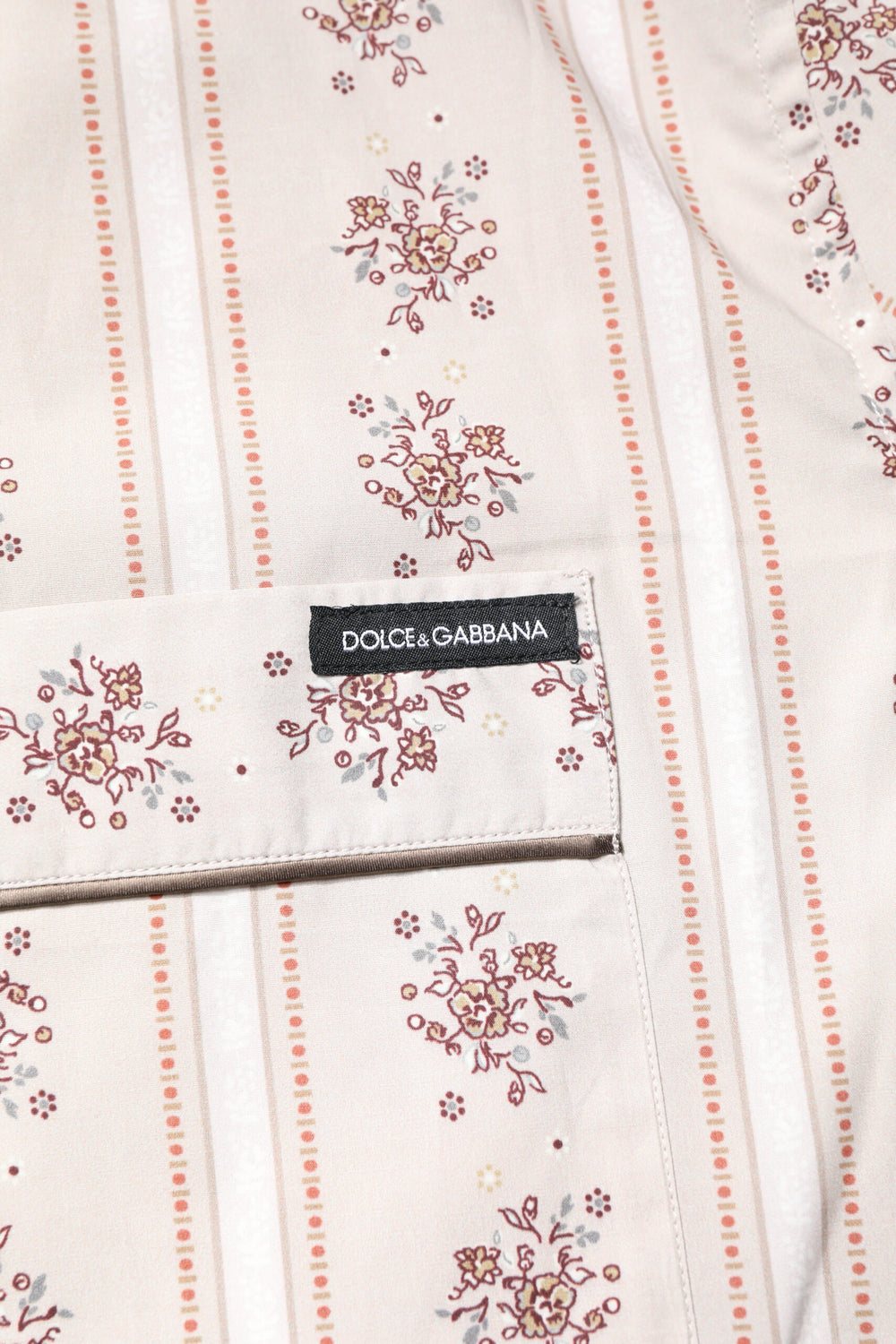 Beige Floral Print Cotton Men Pajama Set Sleepwear