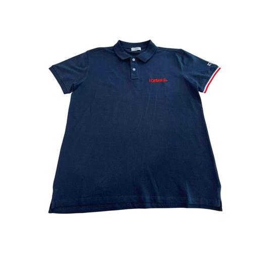 Blue Cotton Men Polo Shirt
