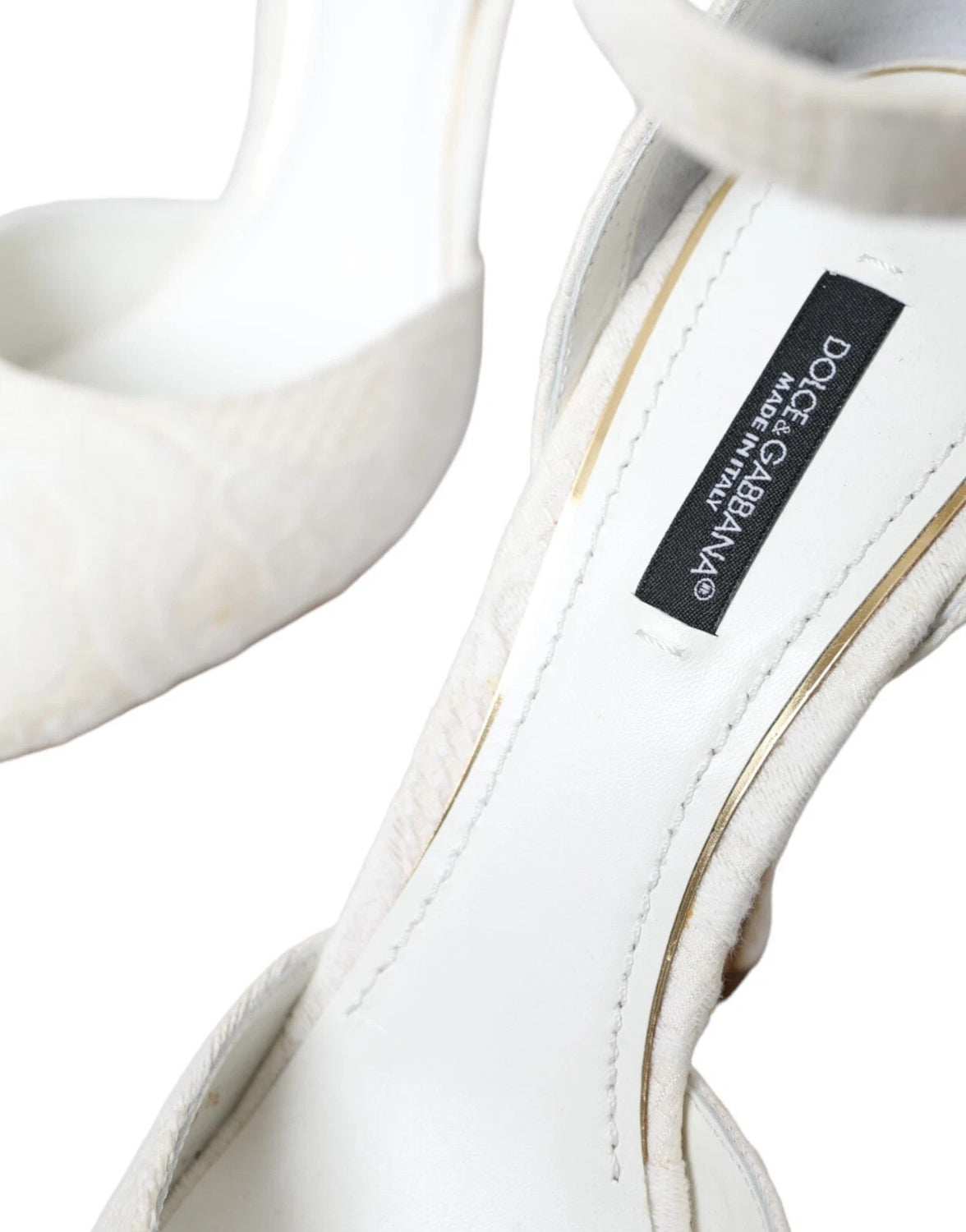 White Floral Jacquard Mary Janes Heels Pumps Shoes