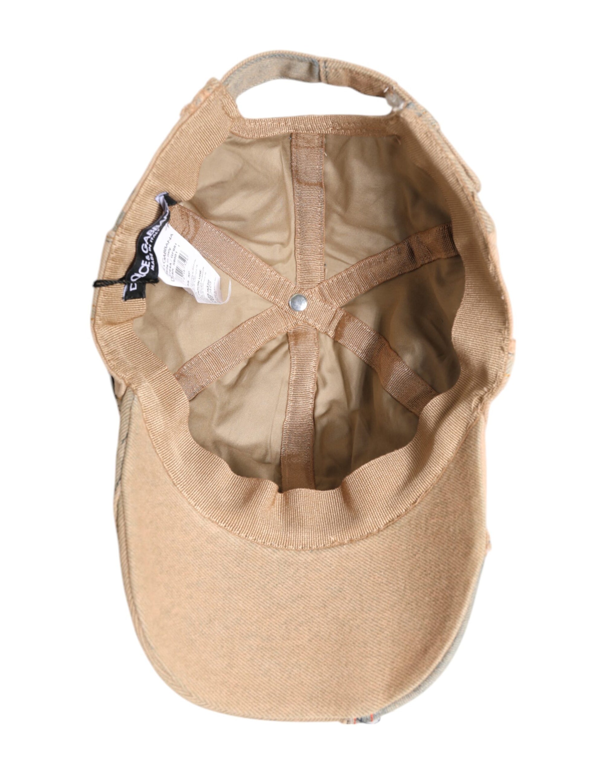 Beige Tattered Cotton 6 Panels Baseball Cap
