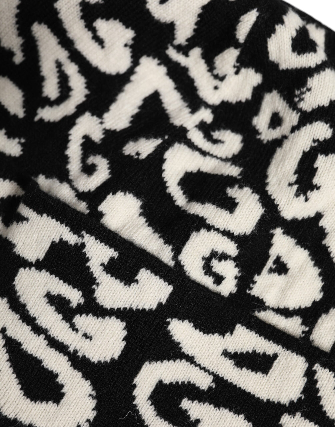 Black White Wool Knitted Winter Beanie Hat