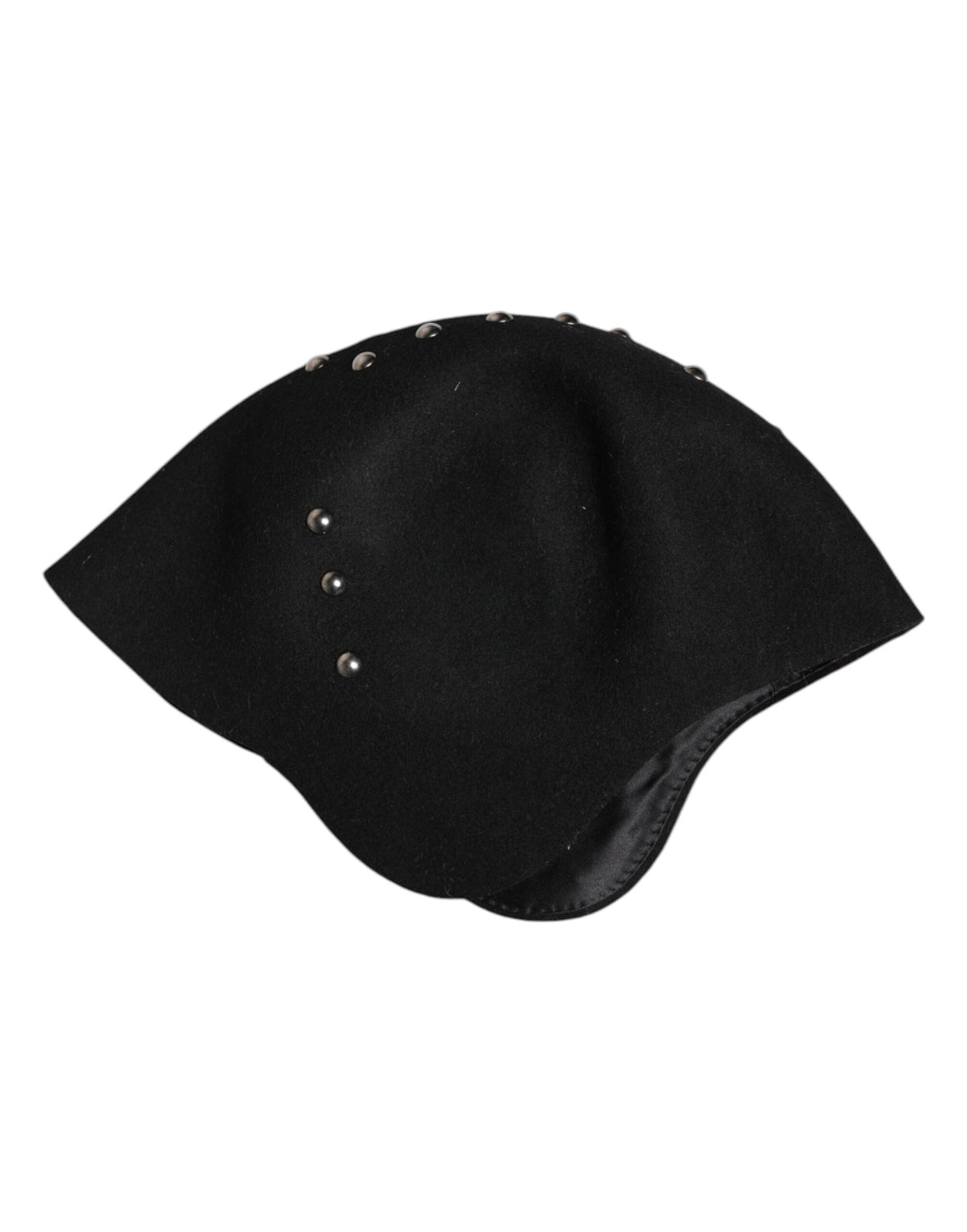 Black Wool Multicolor Embellished Cloche Hat