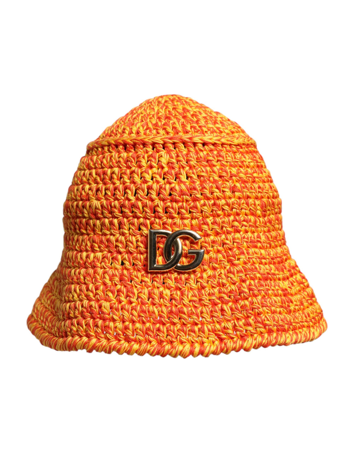 Orange Cotton Crochet DG Logo Bucket  Hat