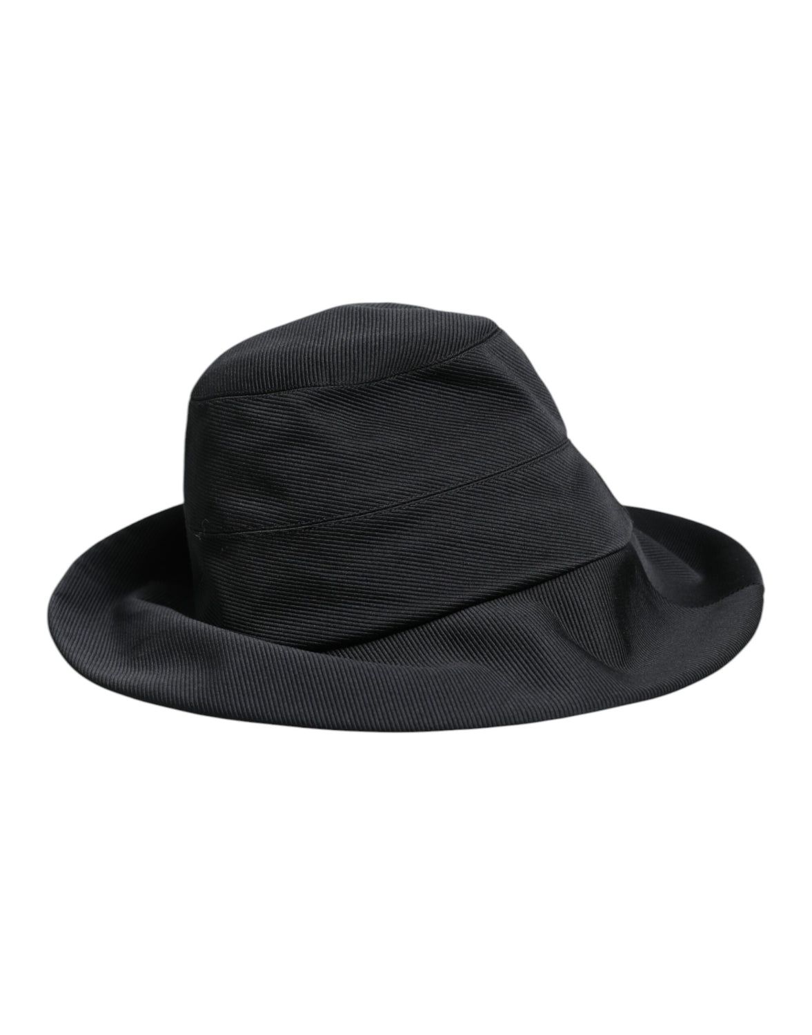 Black Cotton Wide Brim Fedora Hat