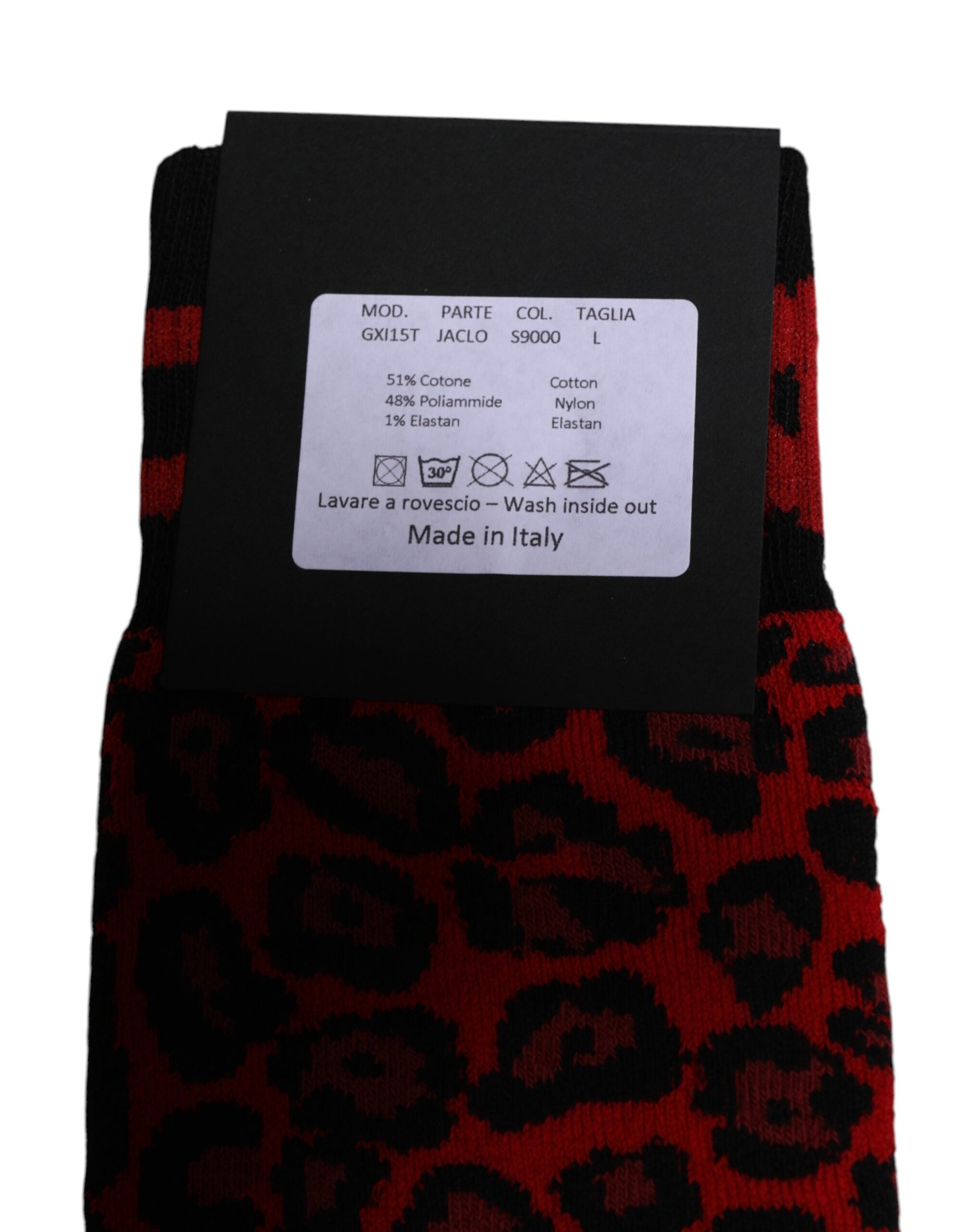 Black Red Leopard Mid Calf Men Socks