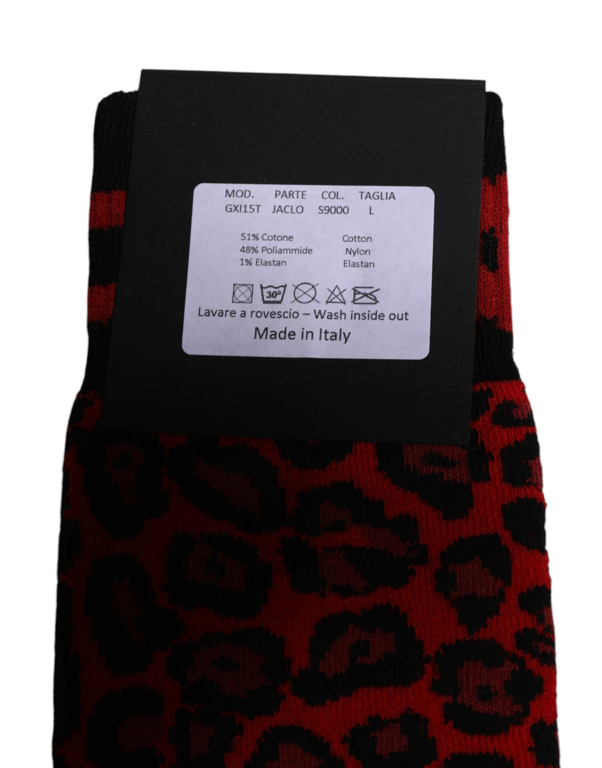 Black Red Leopard Mid Calf Men Socks