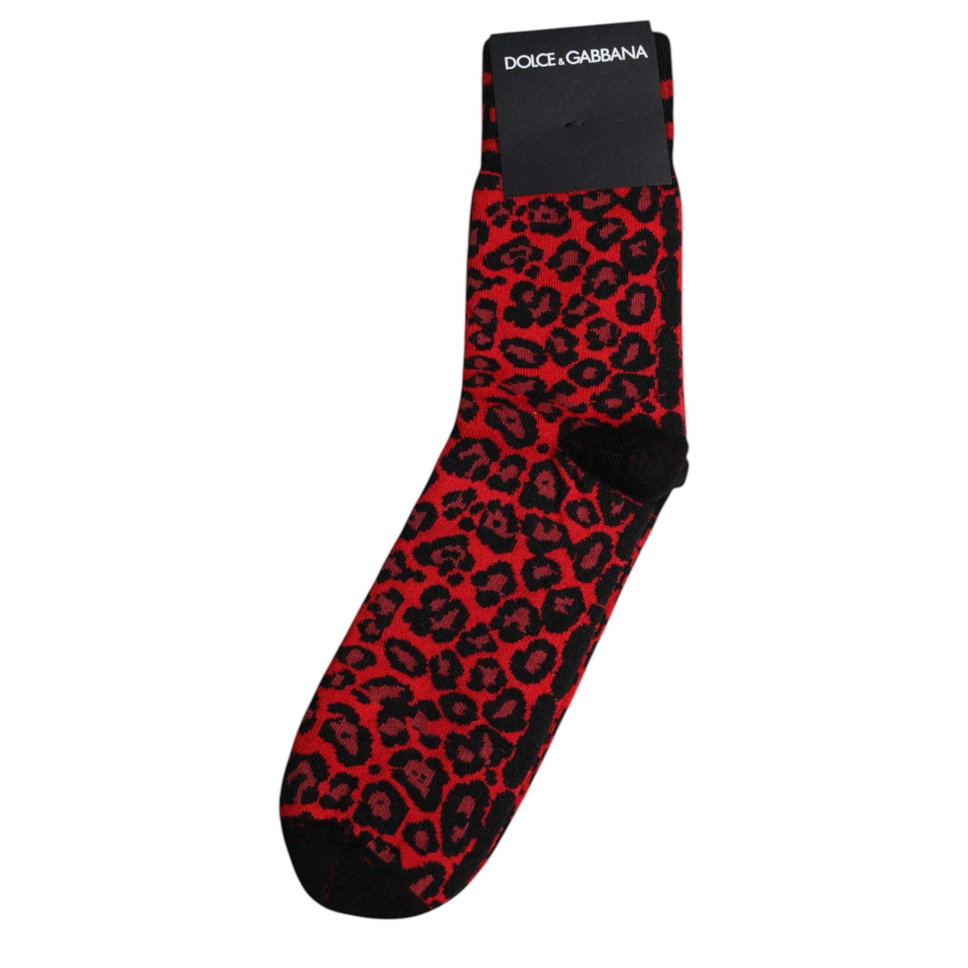 Black Red Leopard Mid Calf Men Socks