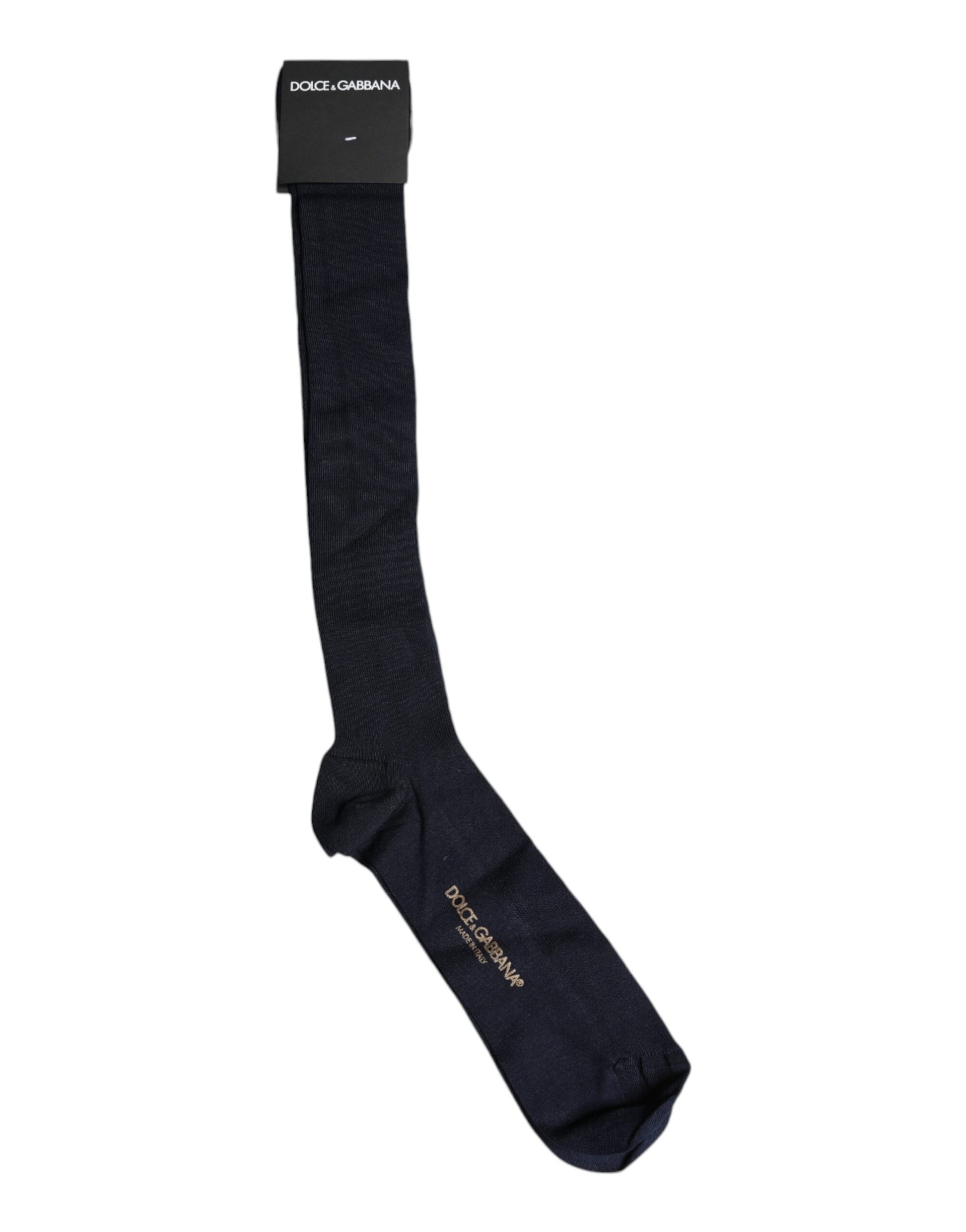 Black Viscose Logo Over The Calf Socks