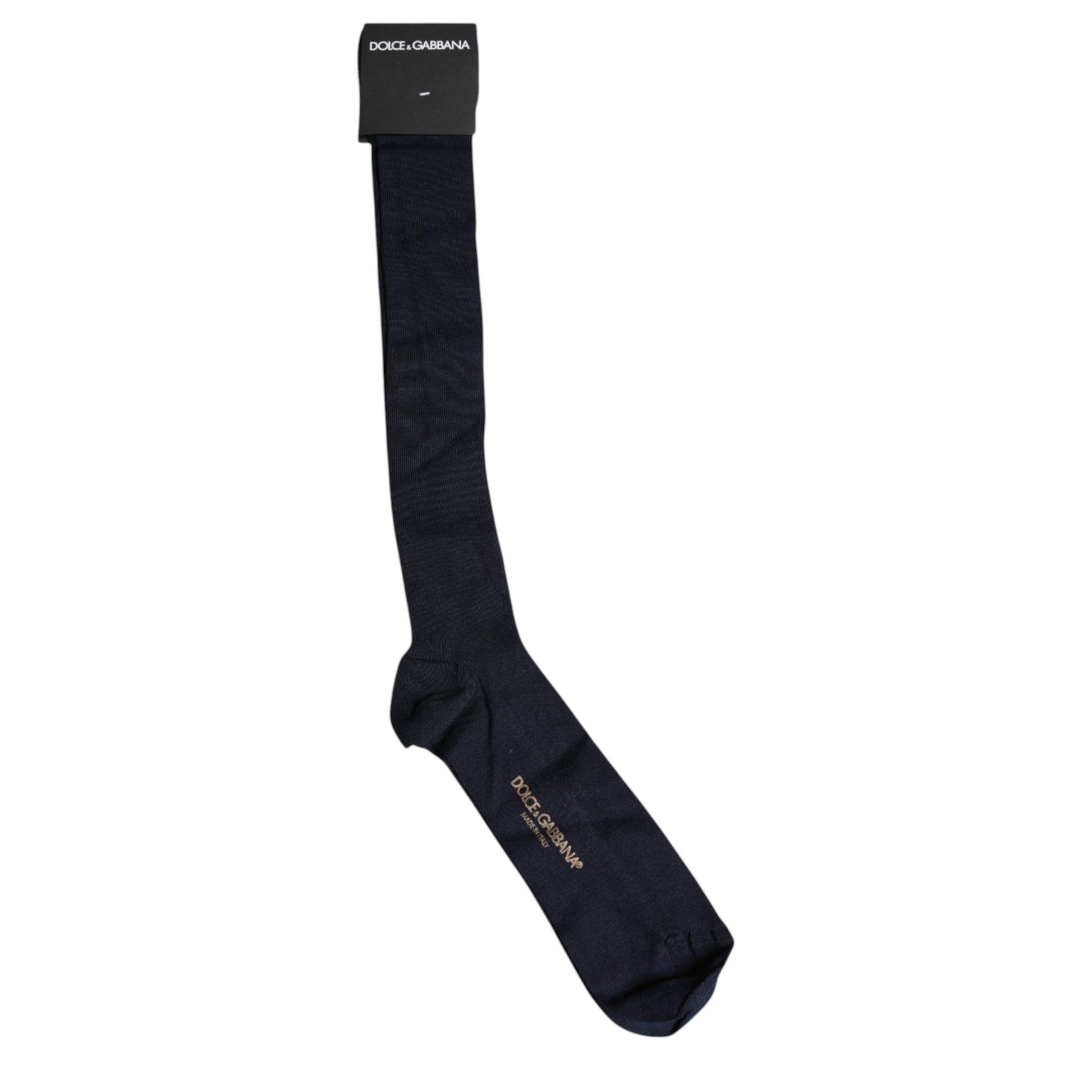 Black Viscose Logo Over The Calf Socks