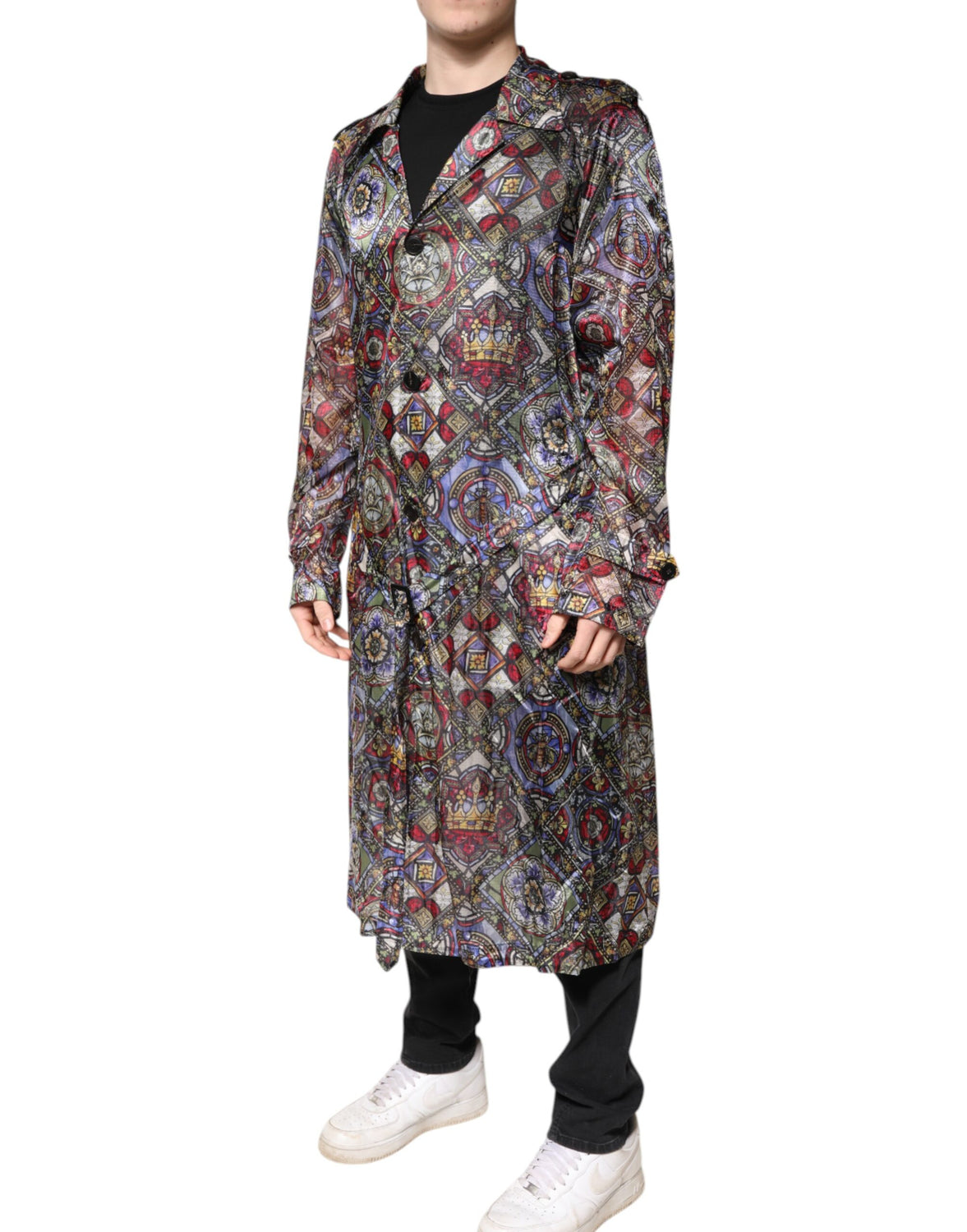 Multicolor Royal Bee Crown Trench Coat Jacket