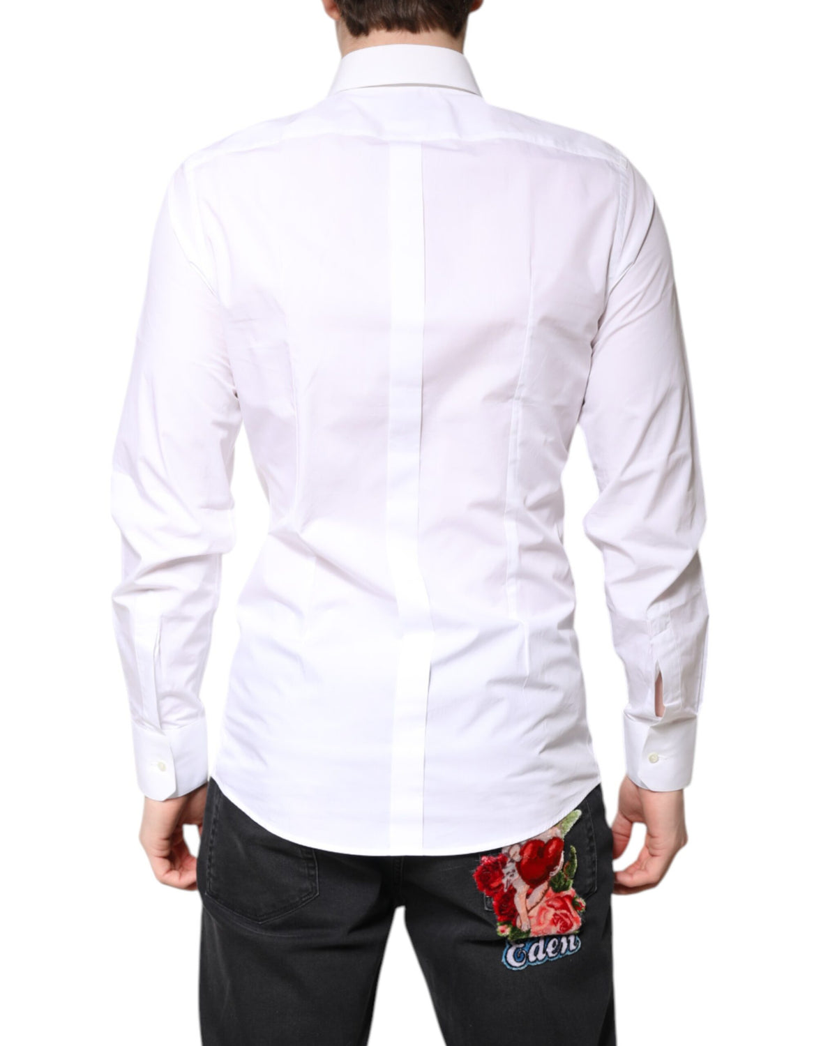 White Cotton GOLD Dress Formal Collared Shirt