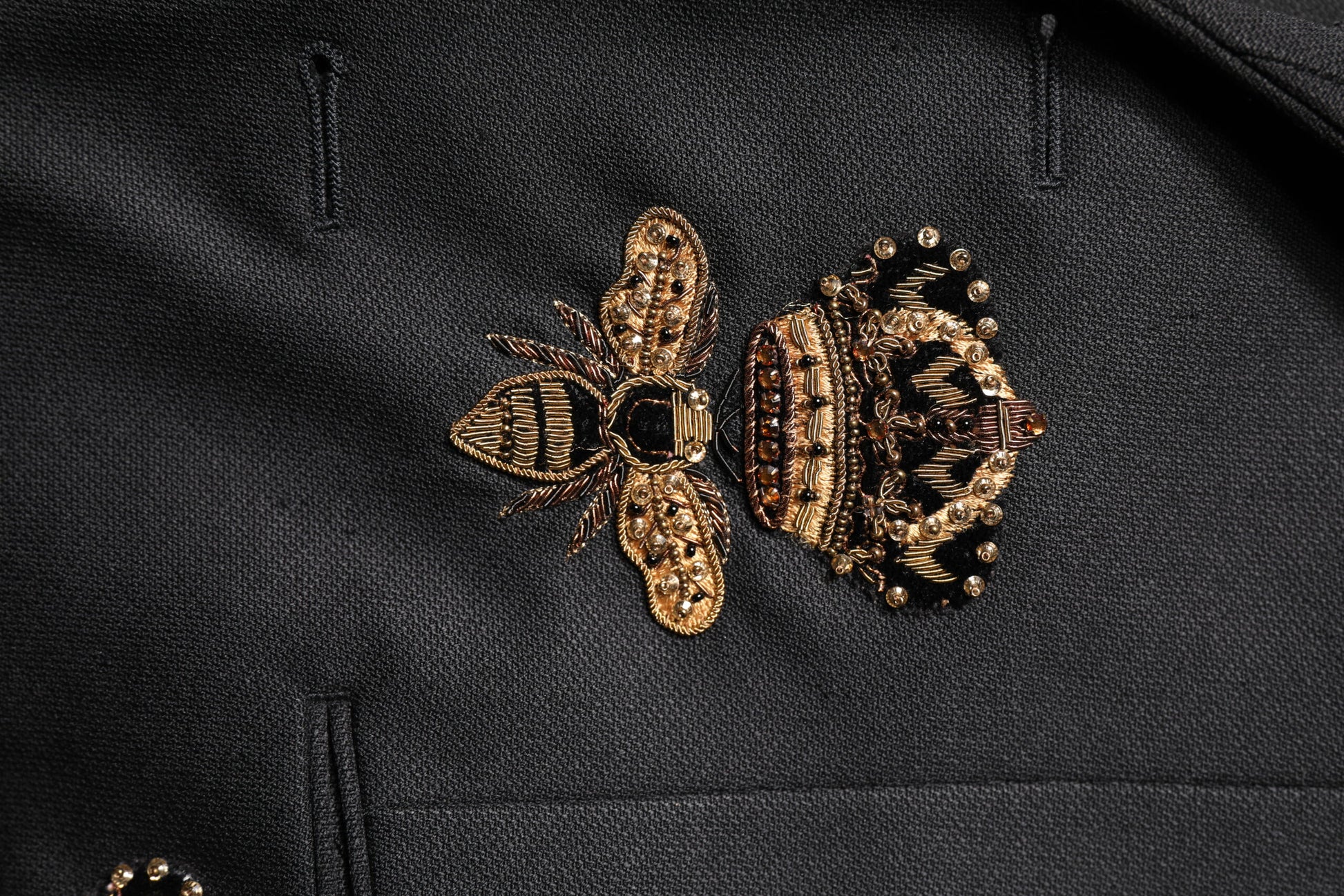Black Bee Crown Embroidery 2 Piece Suit