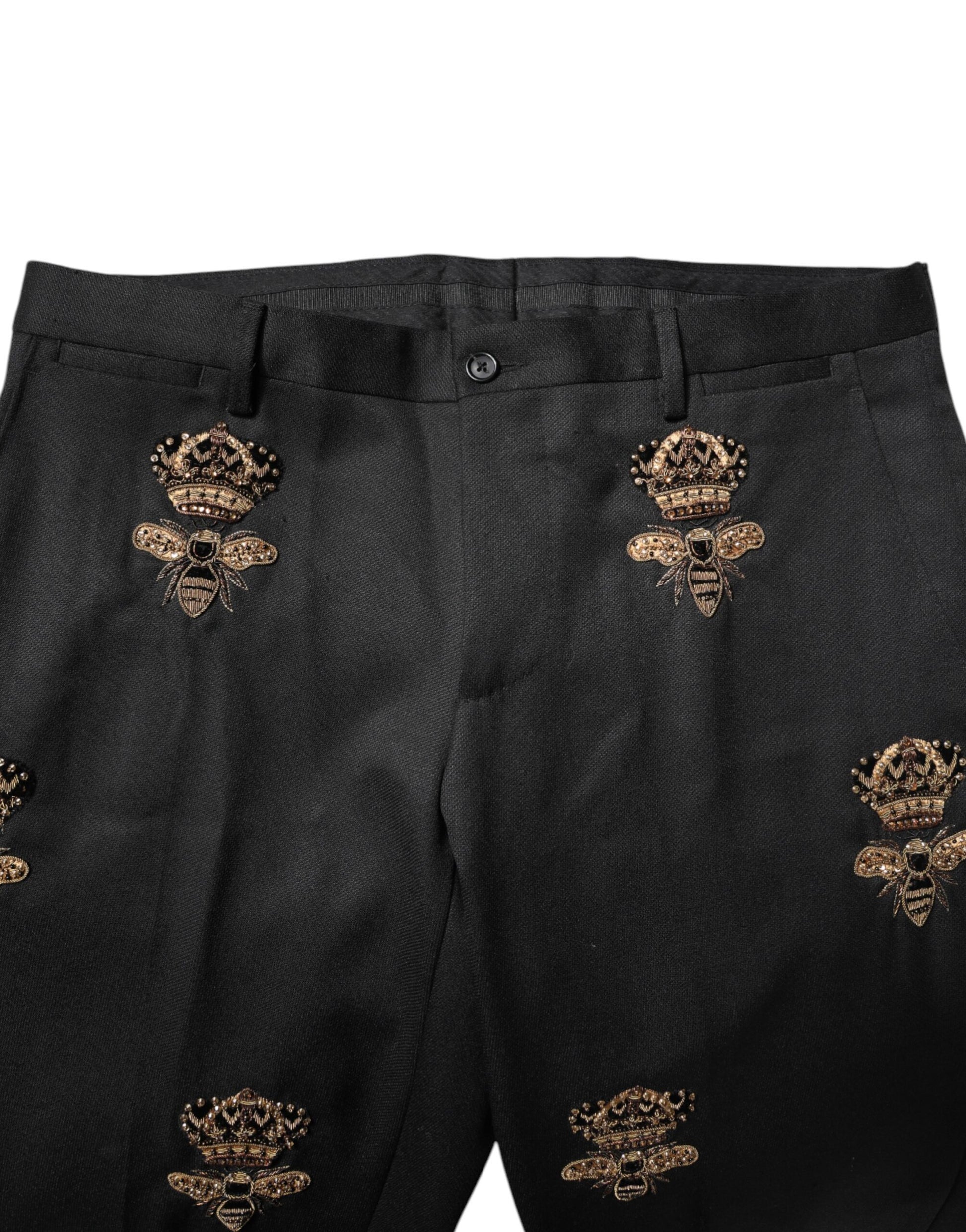 Black Bee Crown Embroidery 2 Piece Suit