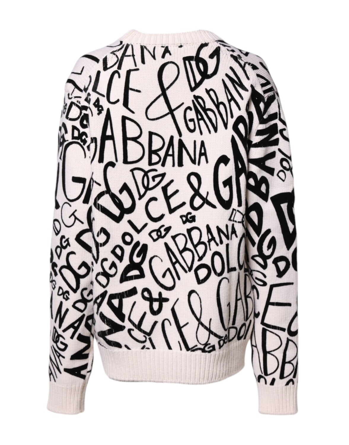 White Black Logo Print Women Pullover Sweater