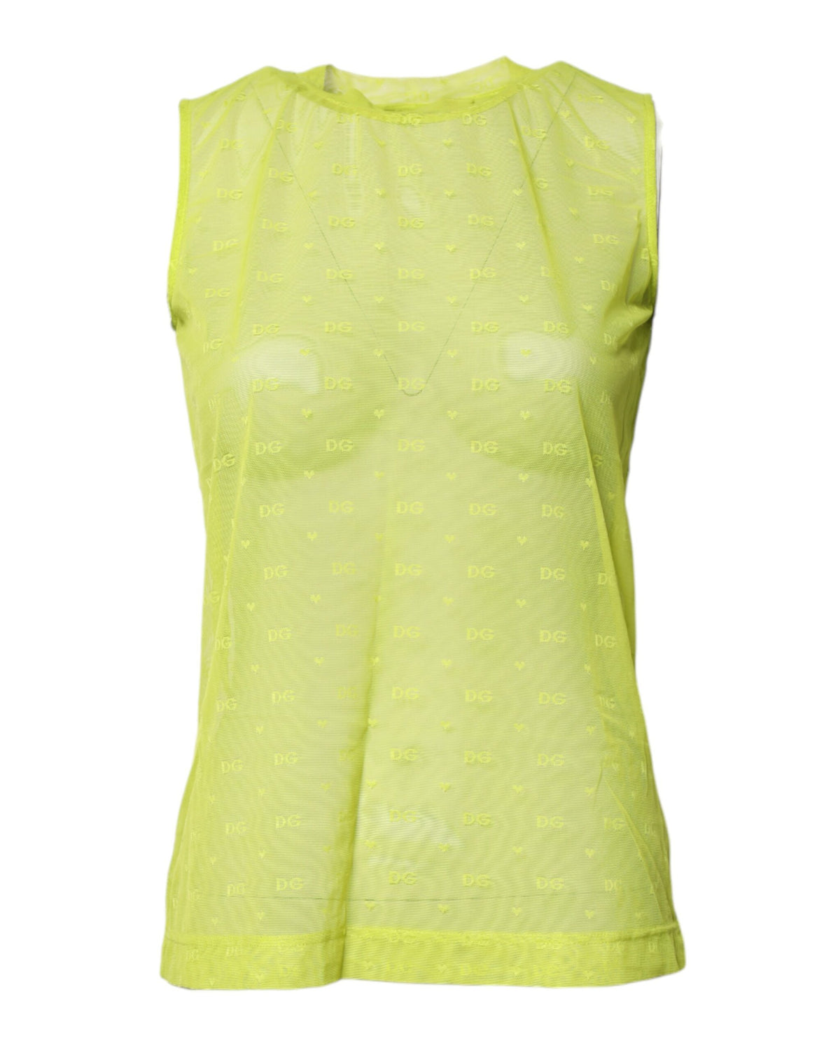 Green Nylon See Through Women Sleeveless Tank Top