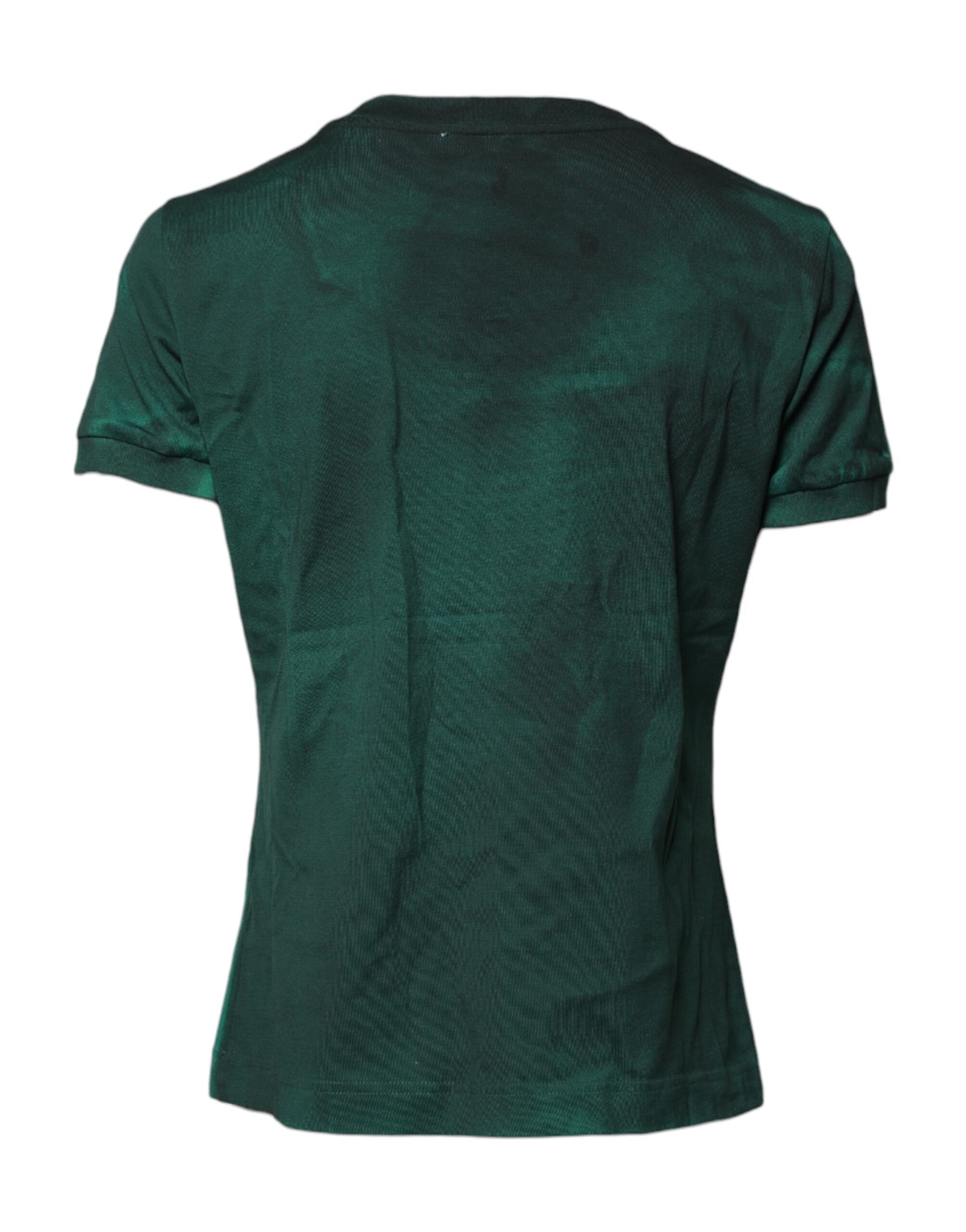 Green Cotton Round Neck Short Sleeves T-shirt