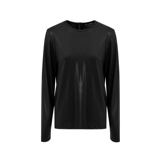 Black Viscose Long Sleeve T-Shirt