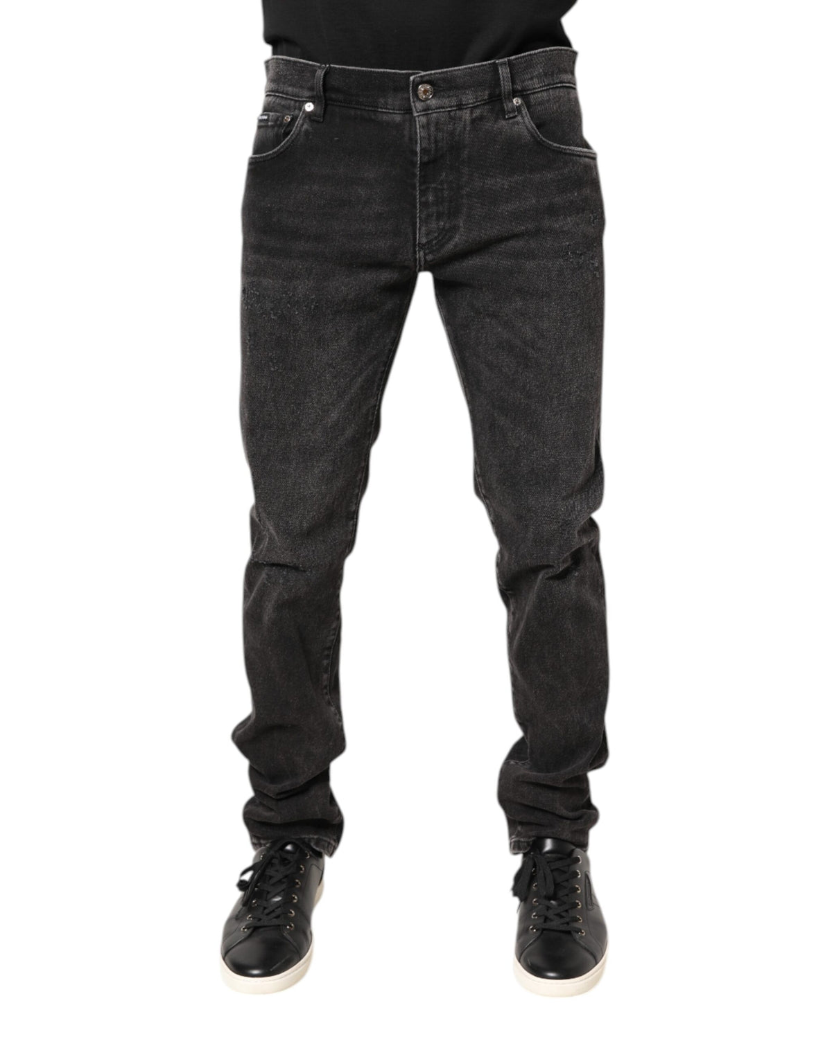 Gray Washed Cotton Skinny Denim Jeans