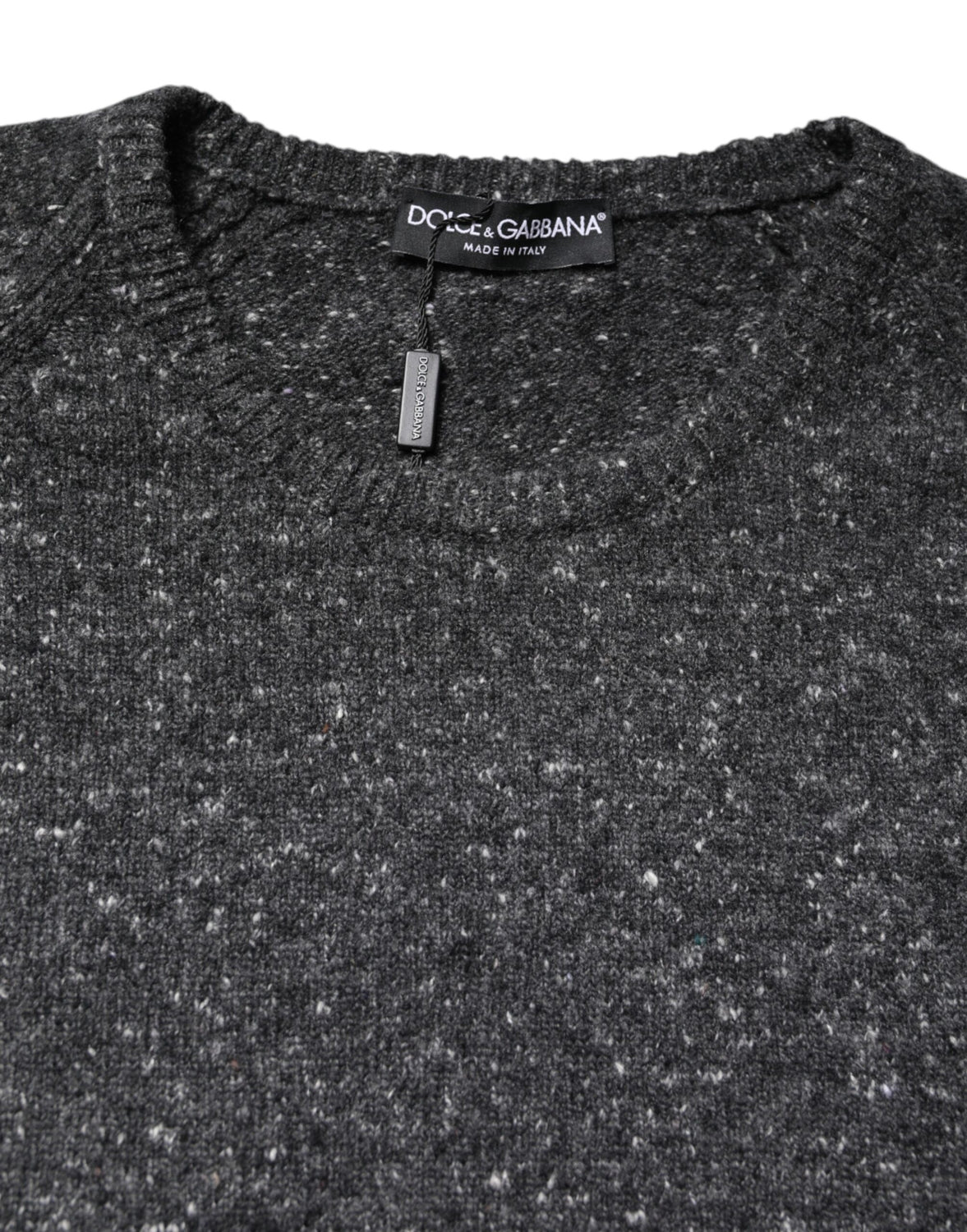 Gray Wool Knitted Round Neck Pullover Sweater