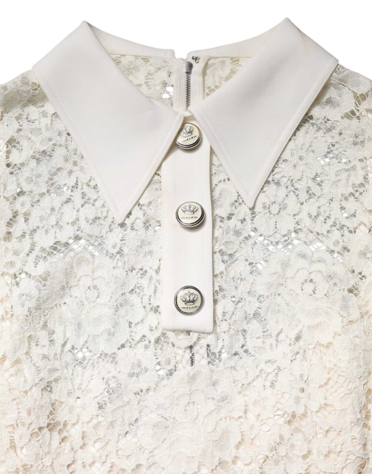 White Floral Lace Long Sleeves Shift Dress