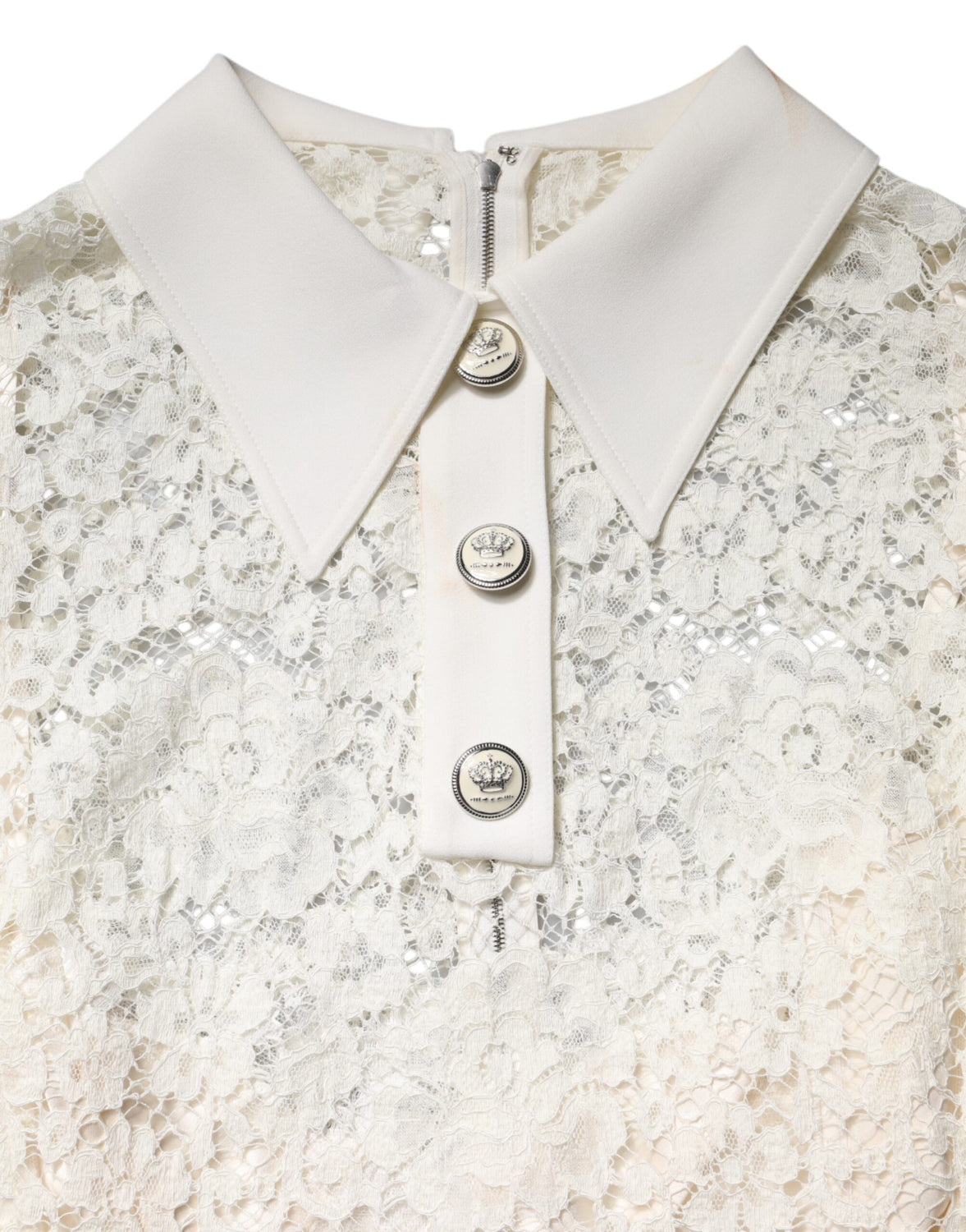 White Floral Lace Long Sleeves Shift Dress